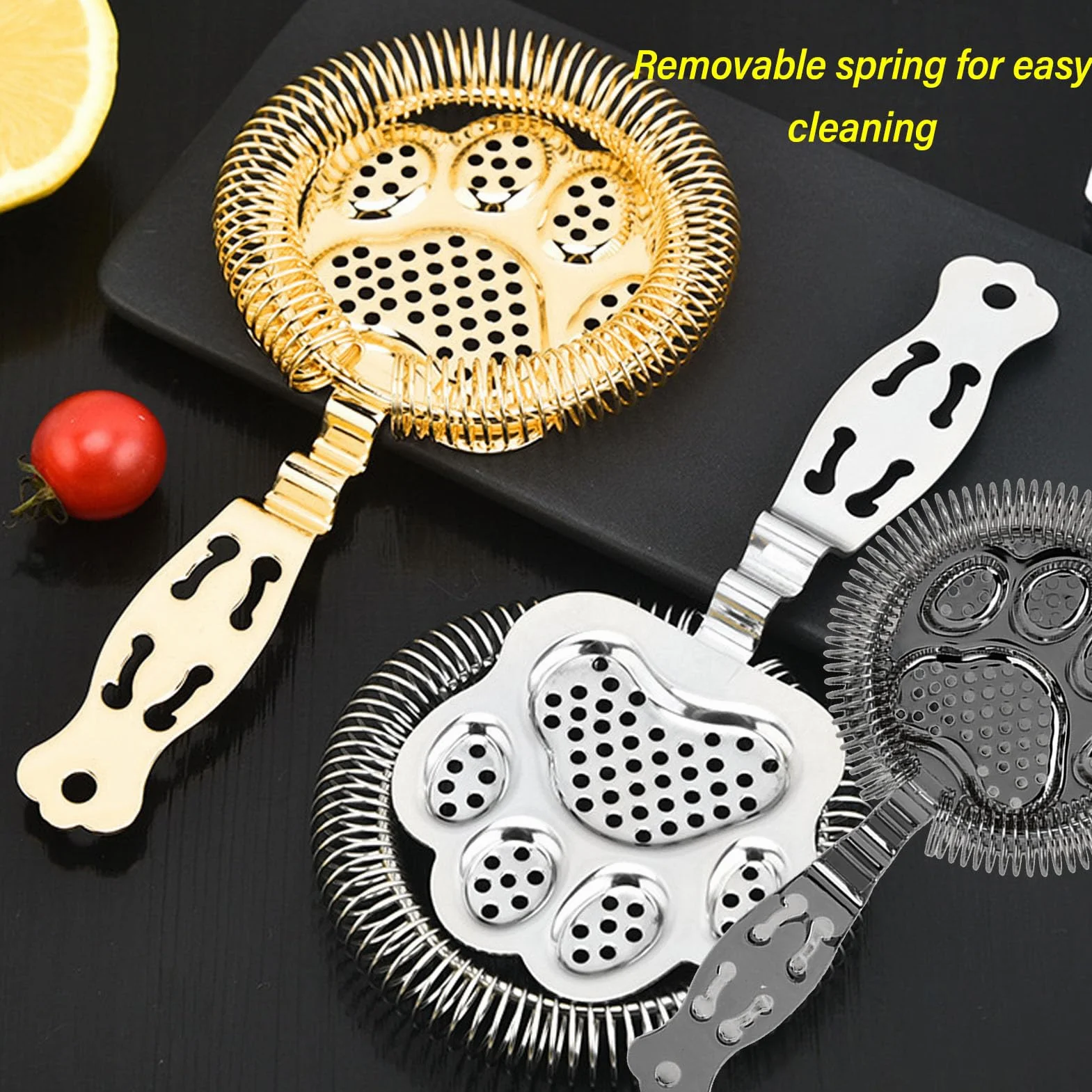 Topiky Colador de Barra de Acero Inoxidable, Colador de Cóctel, Filtros de Malla Fina, Colador de Barra, Herramienta de Separación de Hielo, Diseño Multifuncional, Fácil de Usar para