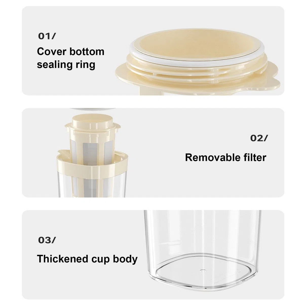 Jarra de café frío – Cafetera manual de preparación en frío, botella de agua para refrigerador, de frutas heladas filtradas para jugos de verano, té helado, café helado