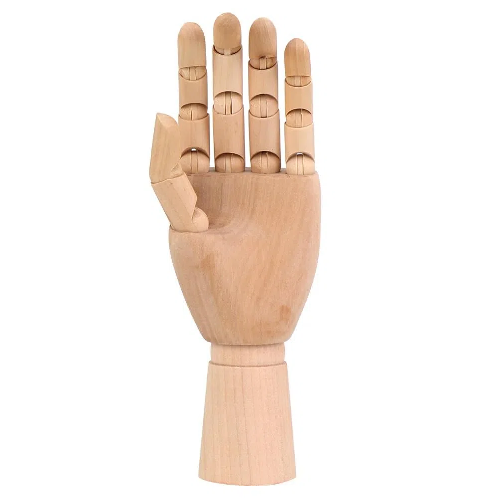 CABLEPELADO Mano articulada izquierda maniquí, Mano de Maniquí Articulada, Modelo de Mano para Dibujo, Maniquí de Mano de Madera, Mano de Modelo Artístico, 25 cm, Mano izquierda