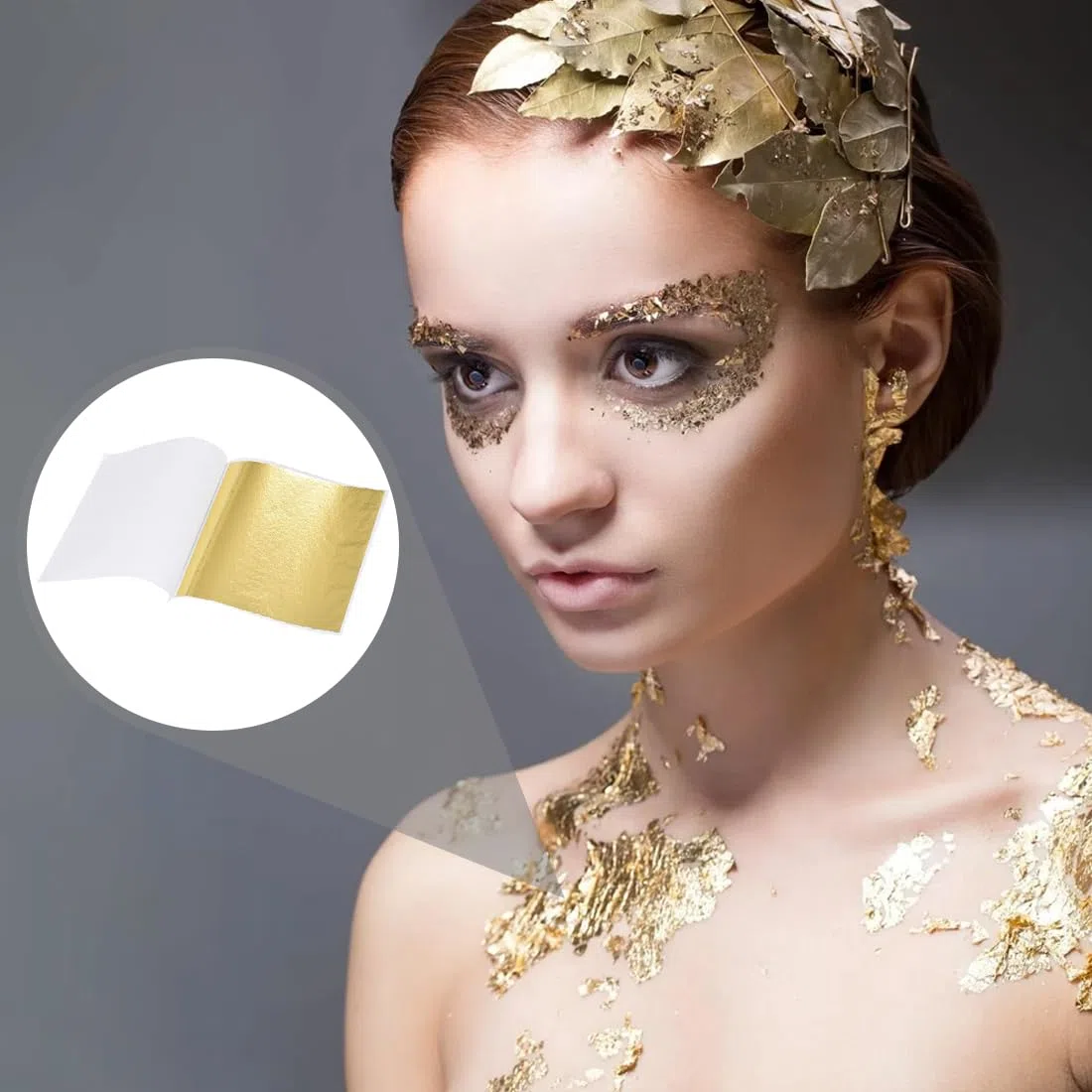100 Hojas Pan de Oro de Imitación,Lámina Dorada para Dorado,Manualidades,Papel Foil para Proyectos de Artes y Decoración de Muebles (9 x 9 cm) (Dorado)