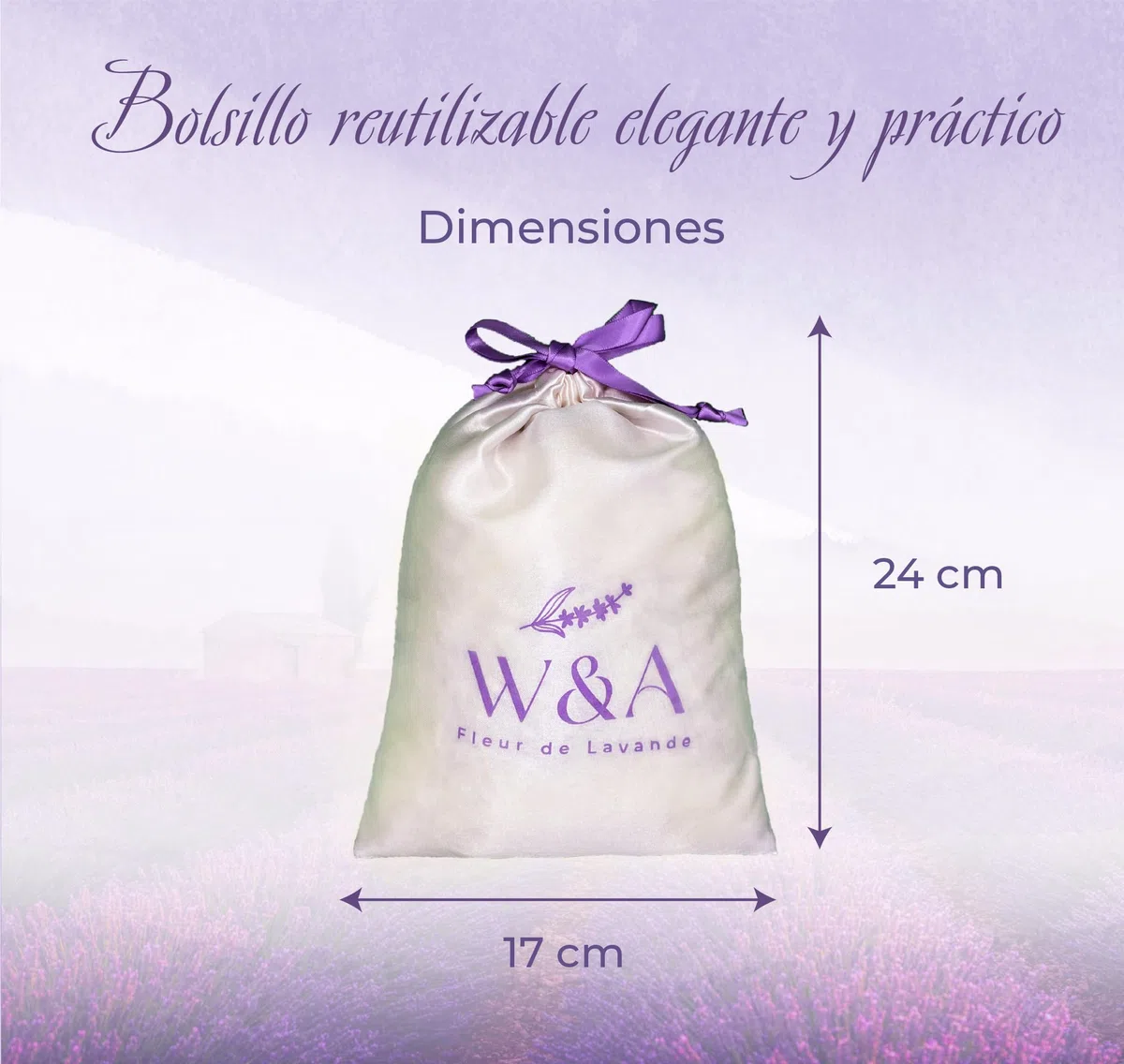 Flores secas de Lavanda a Granel para Armario, antipolillas. Gran bolsita perfumada de cogollos de Lavanda Pura y 100% Natural de Provenza, 200g, Elegante bolsita Made in France