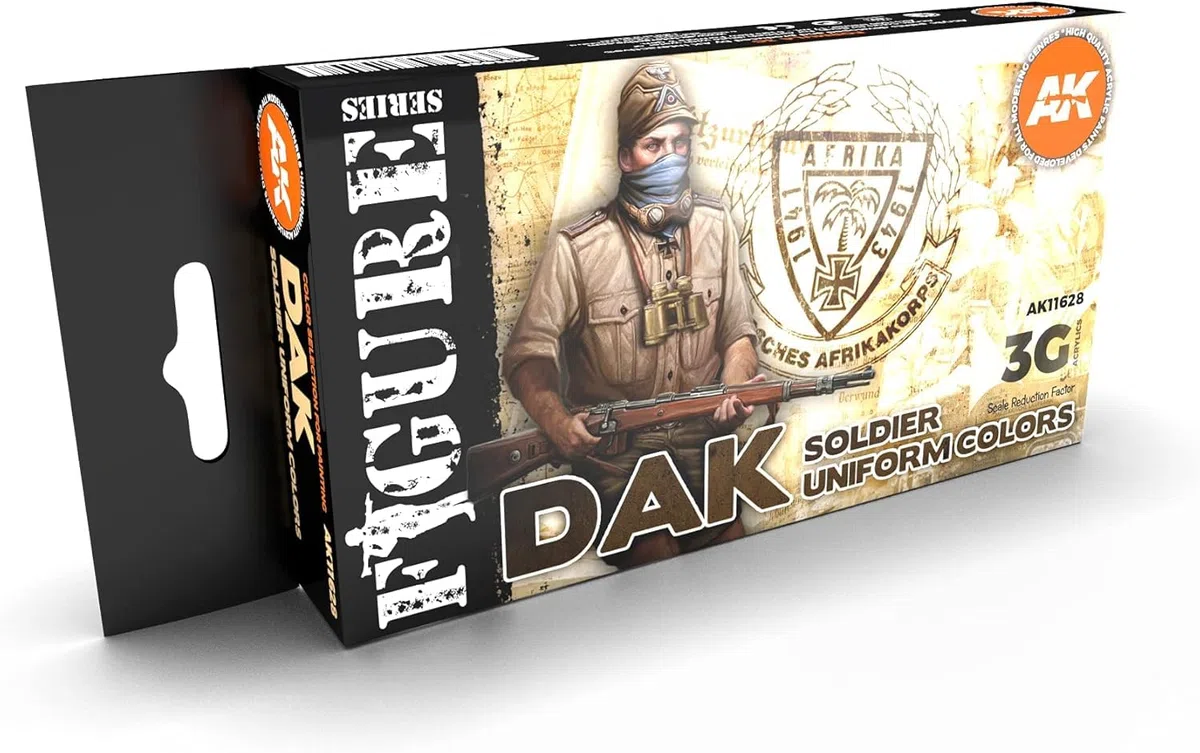 AK Acrylics 3Gen FIGURE SET AK11628 DAK SOLDIER UNIFORM COLORS 3G (6x17ml)