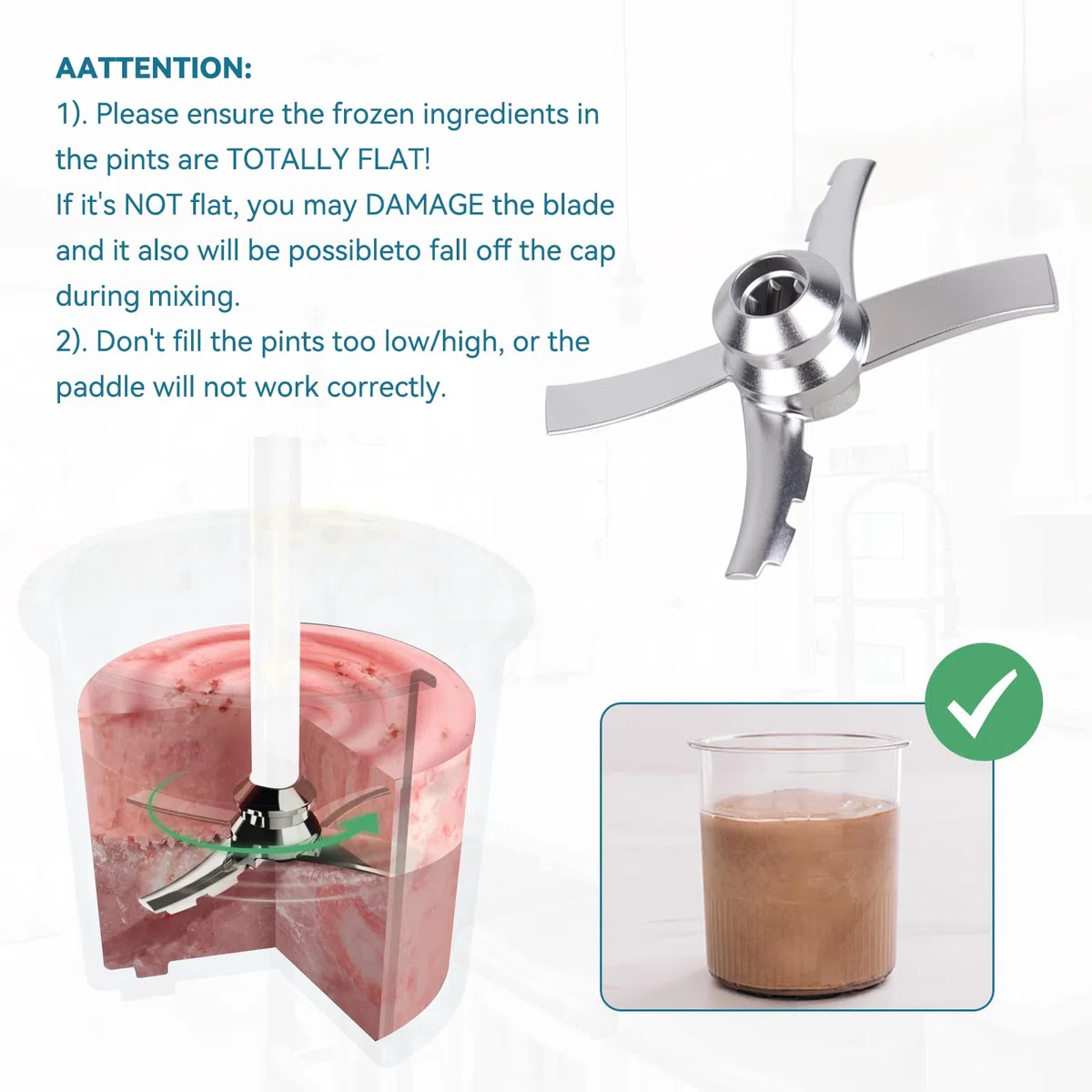Cuchillas de Repuesto Compatible con la máquinas de helado Ninja Creami NC300 Series, Cuchilla mezcladora de acero inoxidable para Ninja Creamerizer NC299AMZ, NC301, CN305A, CN301CO