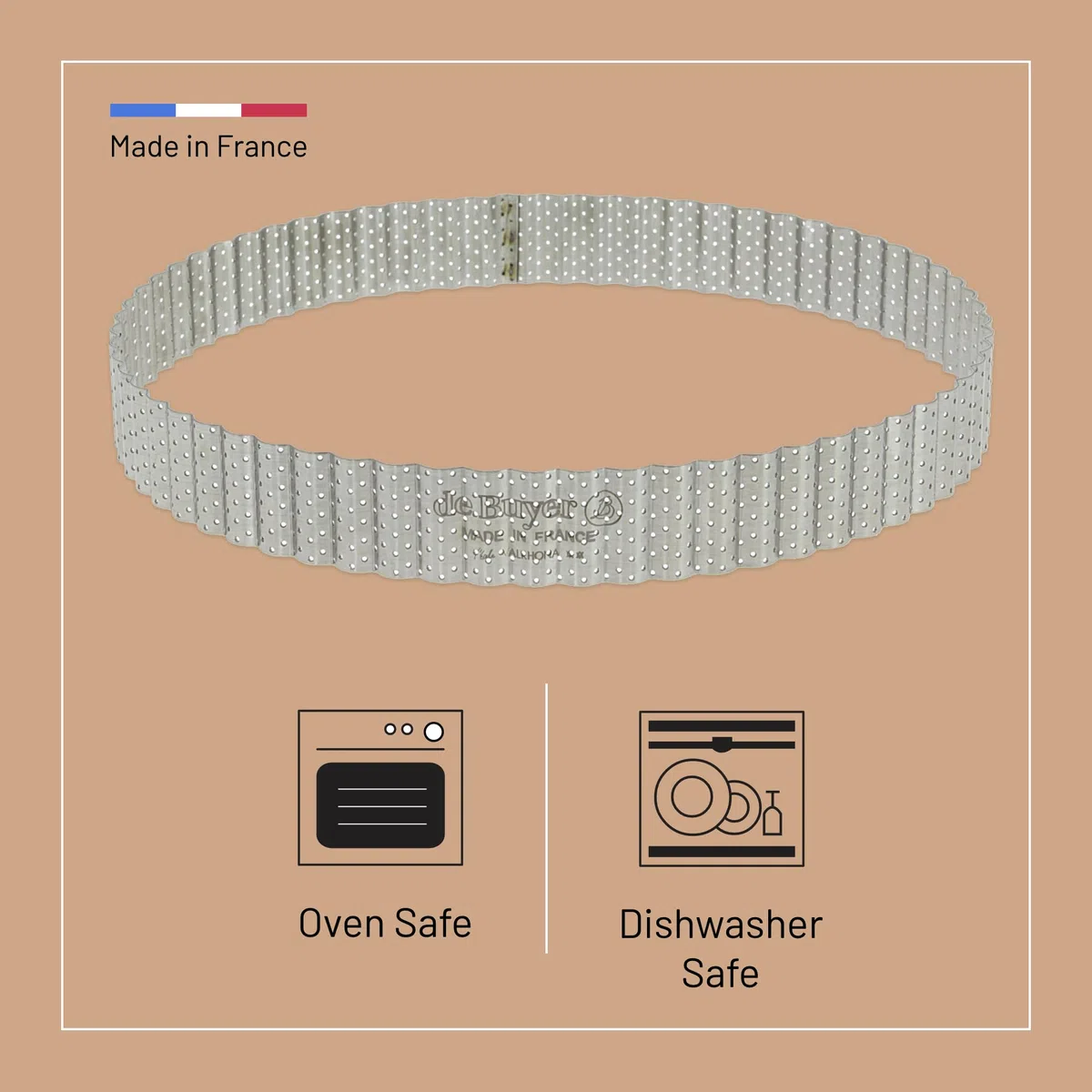 De Buyer, Aro tarta acanalado perforado ø 20 cm--3030.20