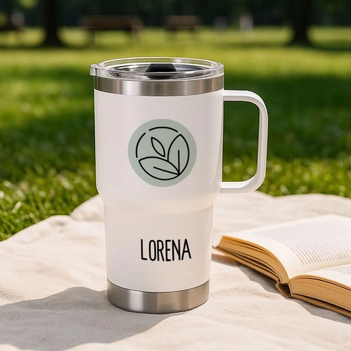 DEREGALOOS Taza Térmica Personalizable con Foto y Nombre. Termo Personalizado. Acero Inoxidable Reciclado. Doble Pared 600ml. Regalo para Pareja, Amigos. Ideal para Oficina, Gimnasio (Blanco)