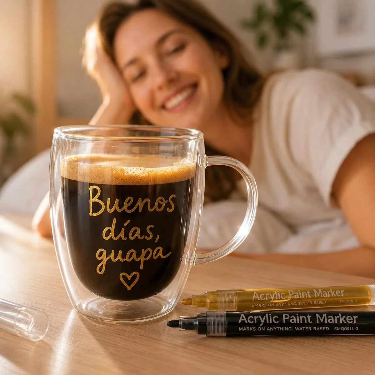 Tazas de Café de Cristal, 2x350ml, Vasos de Doble Pared con Asa,Tazas de Vidrio Borosilicato para Té, Café, Leche, Latte, Macchiato