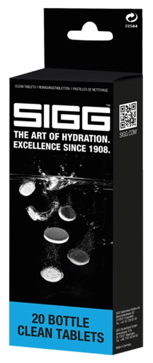 SIGG Bottle Clean Tablets para botellas SIGG, 20 pastillas efervescentes limpiadoras para limpiar botellas a mano, pastillas lavavajillas para un lavado rápido y sencillo