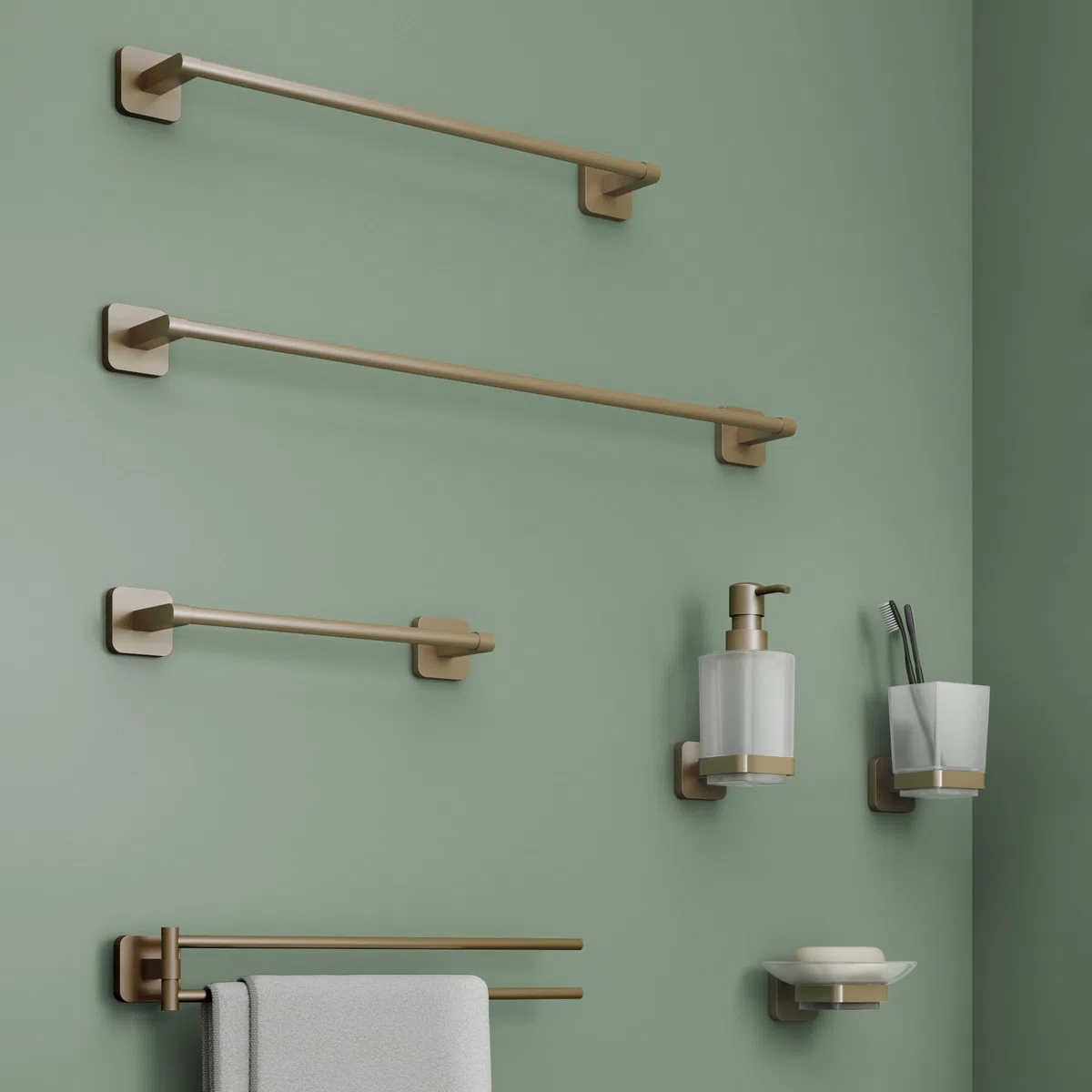 Gedy Tonga Portacepillos Dientes Baño Pared 6,4x9,7x10,5cm Acero INOX y Cromall Cristal Satinado Oro Mate PVD, Tornillos y Biadhesivo Incluidos