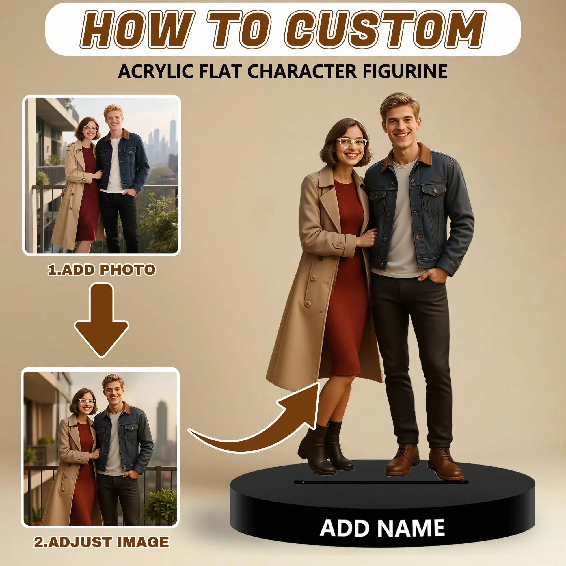 Figura Personalizada con Foto en Caricatura, Decoración Escritorio, Regalo San Valentín