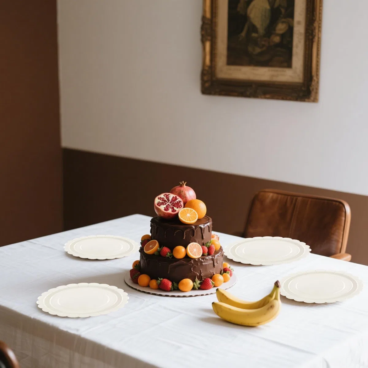 50 platos de papel marfil de 23 cm, platos de fiesta festoneados color crema, platos desechables para pasteles, postres, platos de cena para cumpleaños, baby shower, boda, suministros de