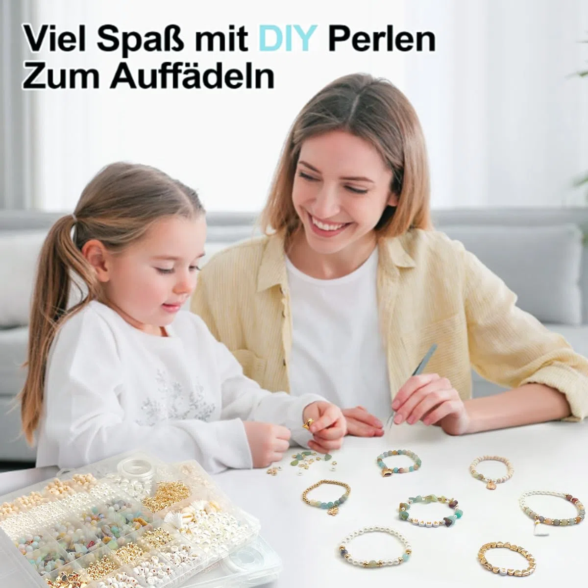 CAwished Cuentas de amazonita natural abalorios para hacer pulseras, bisutería DIY, juego de cuentas para ensartar, cuentas DIY para bisutería, kit para hacer pulseras DIY para niños y adultos