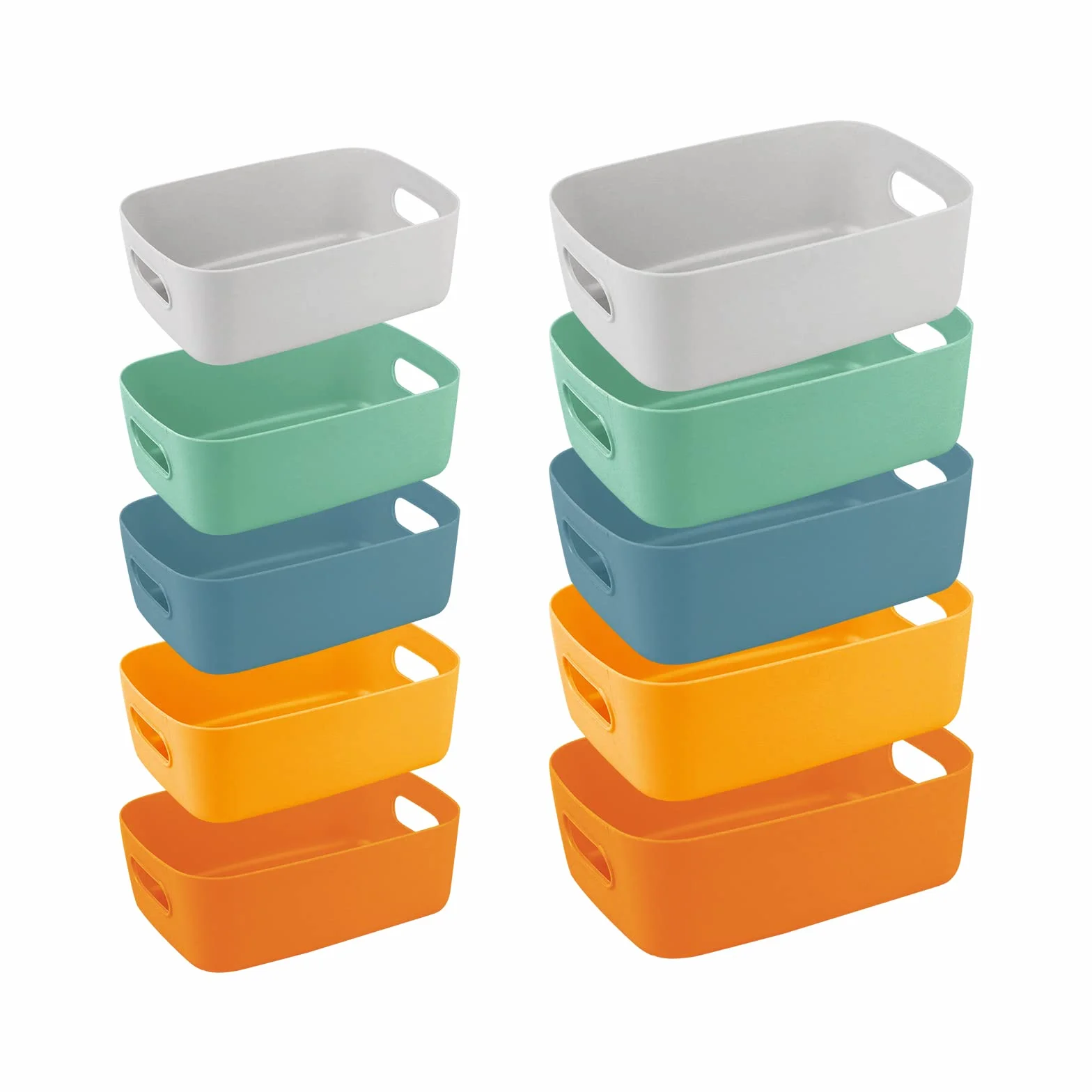 talifoca Juego de 10 Cestas Almacenaje de Plástico, Múltiples Colores Cajas Organizadoras de Plástico con Asas, Cesta de Ordenación para Cocina, Baño, Armario, Oficina (2 talla)
