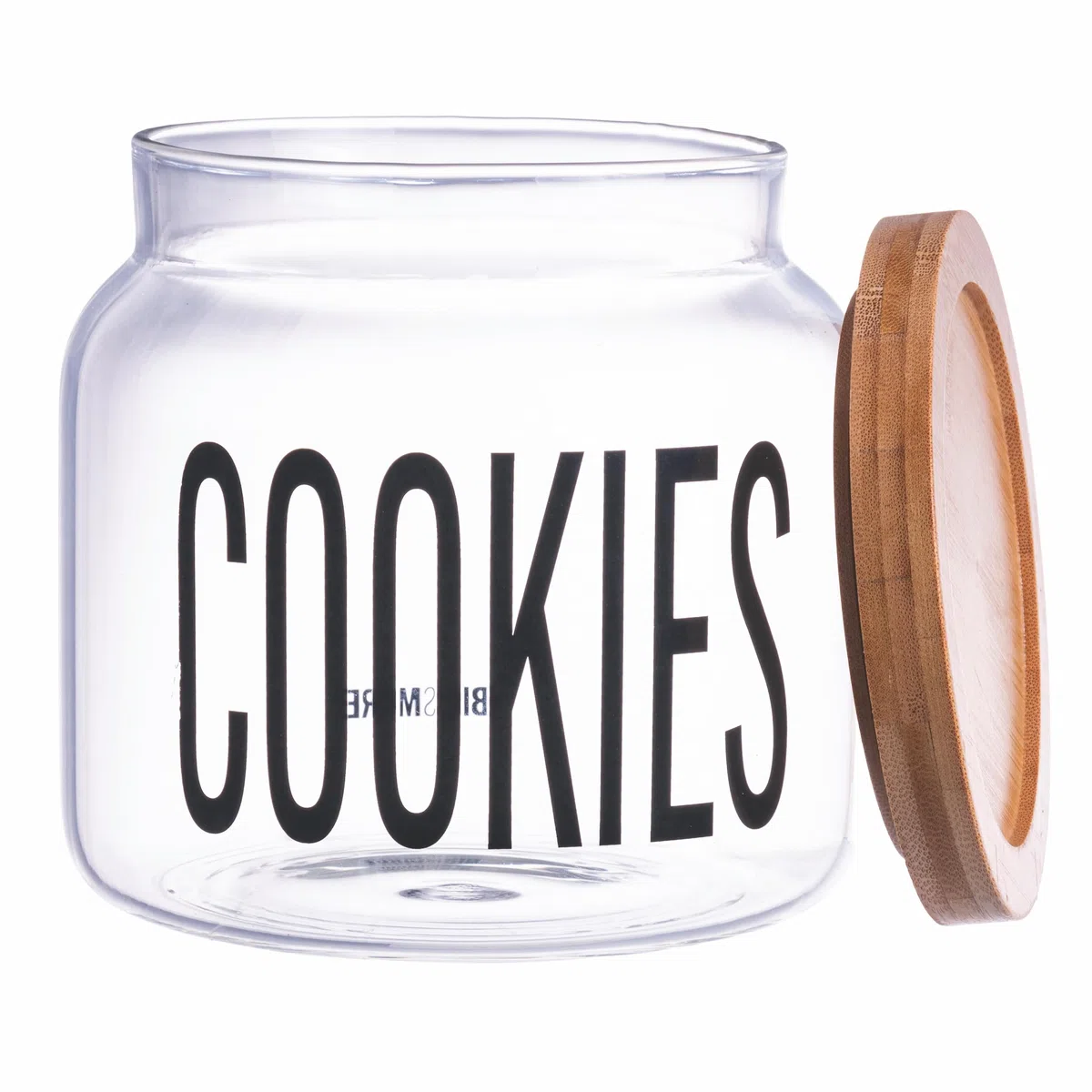 Villa d'Este Home Tivoli Bigismore - Tarro de cristal de borosilicato para galletas, 1,9 l, tapa de bambú