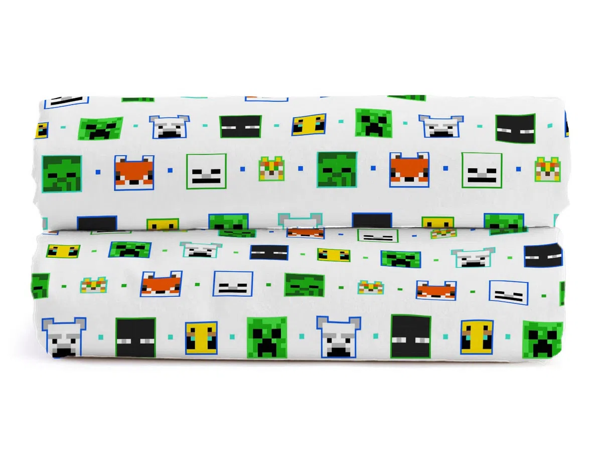 Jay Franco Minecraft Creative Fashion 100% algodón sábana Bajera Individual 90 x 200 cm
