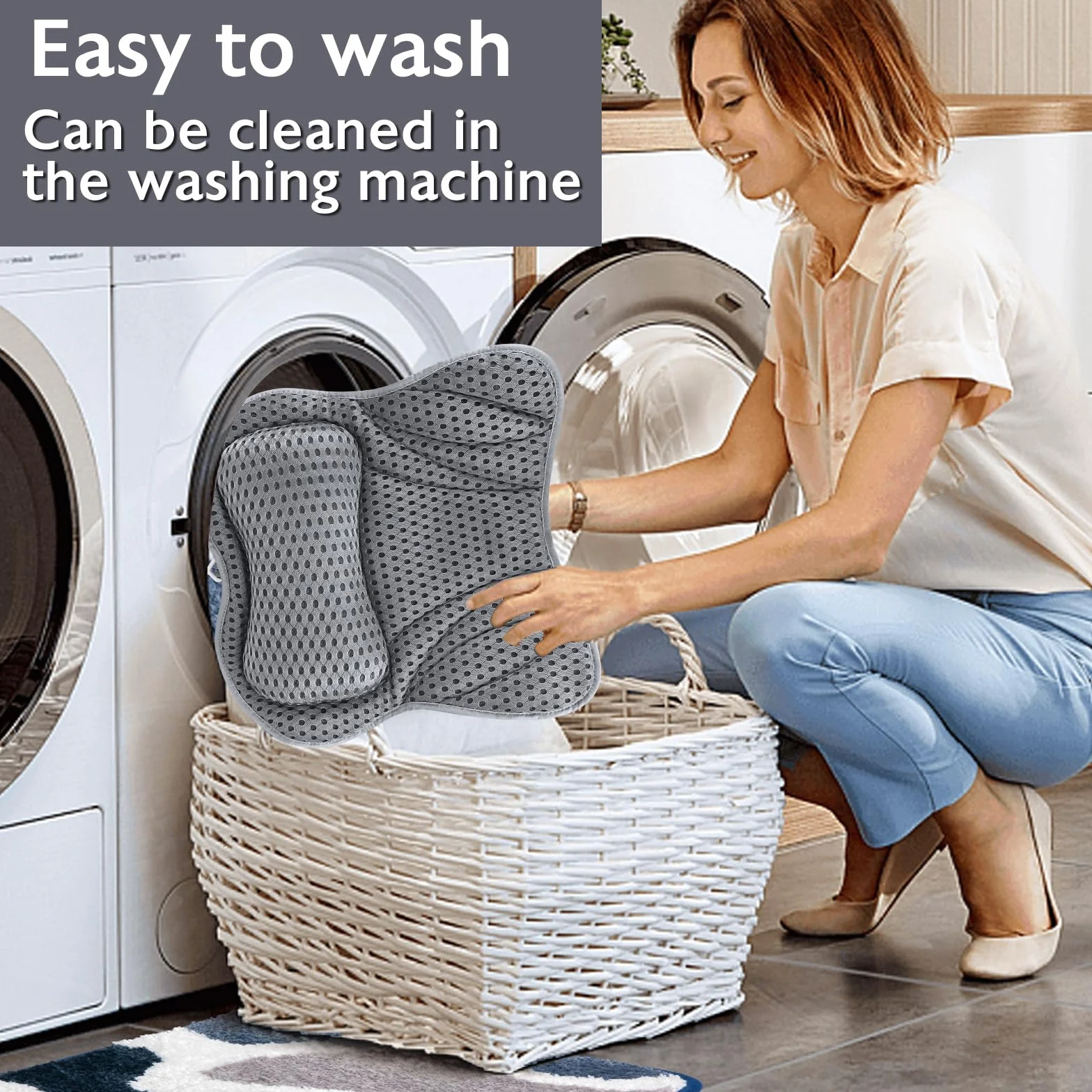 UCAMP Almohada de Baño,Cojín de Baño con tecnología 4D-Air-Mesh y 6 ventosas,Almohada para Bañera para Cabeza,Cuello,Espalda y Hombros,con máscara para Ojos Negra incluida, SPA en casa