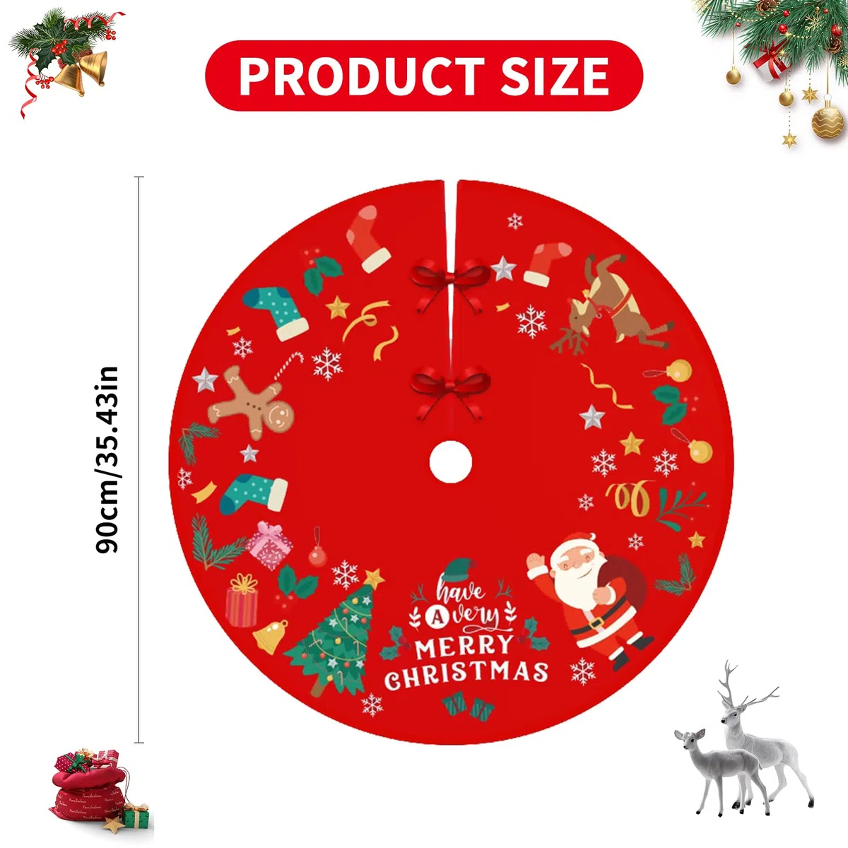 Bekecidi Falda de árbol de Navidad 90 cm de diámetro, Craft Tree Mat Christmas Tree Bottom Delantales Decoración para Adornos de árbol de Navidad Decoración para el hogar (Style 7)