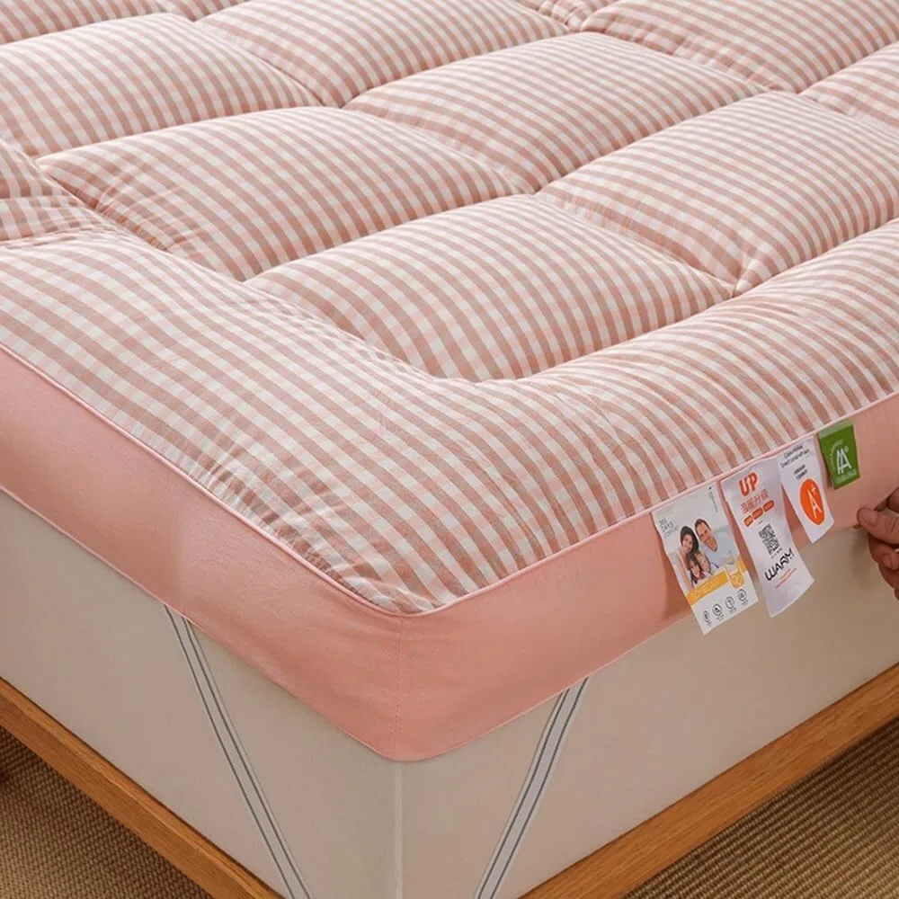 Futón plegable japonés grueso, cómodo, suave, portátil, cama de invitados, camping, transpirable, color rosa, 90 x 200 cm