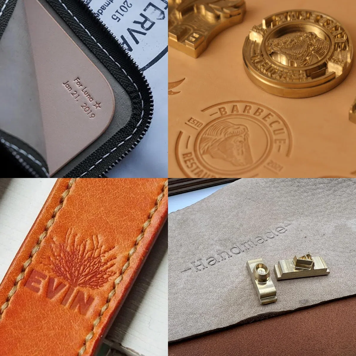 Sello de cuero personalizado de latón personalizado en relieve de cuero, regalo para artesanos de cuero, papá, marido (dorado)