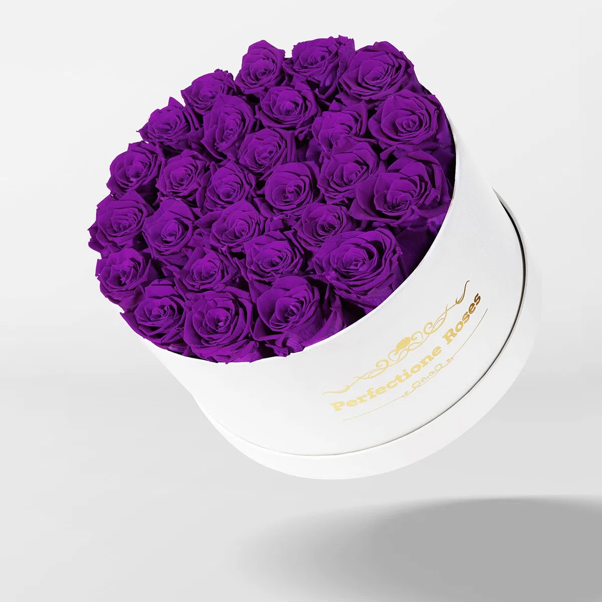 Perfectione Roses Forever - Rosas reales en una caja, rosa preservada que dura hasta 3 años, flores para entrega, regalo de cumpleaños, día de San Valentín para ella, flor del día de la madre (morado)