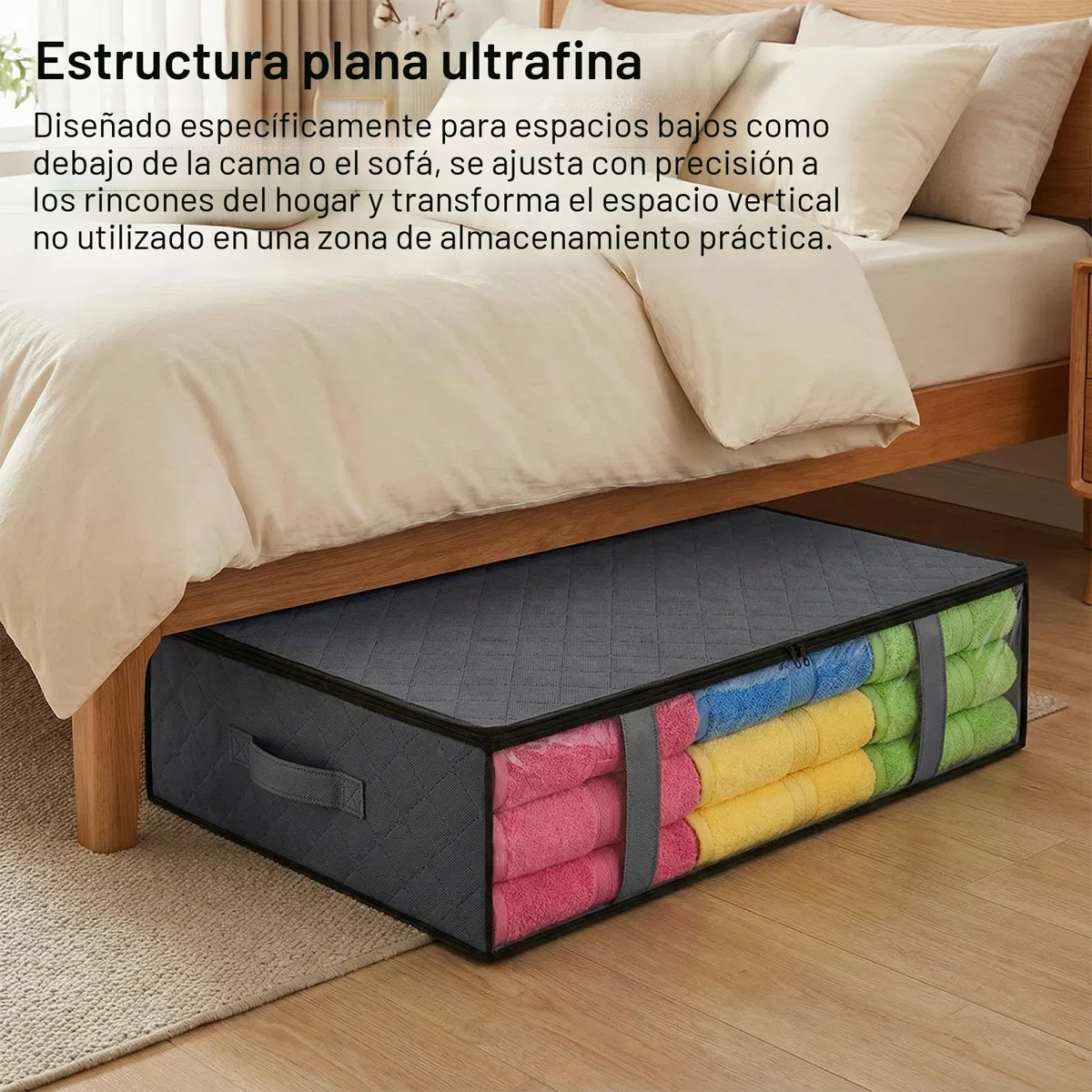 4 Piezas Cajas Almacenaje Ropa 60x45x15cm Plegables Bolsas para Guardar Ropa con Cremallera Ventana Transparente para Ropa Mantas Edredones