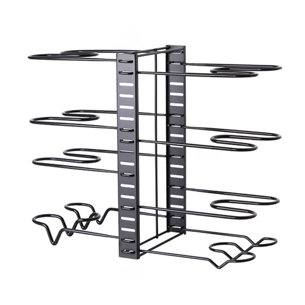 Organizador de ollas y sartenes con 8 niveles, soporte ajustable para hasta 8 ollas y sartenes, organizador para armarios de cocina, 48 x 20,5 x 38 cm