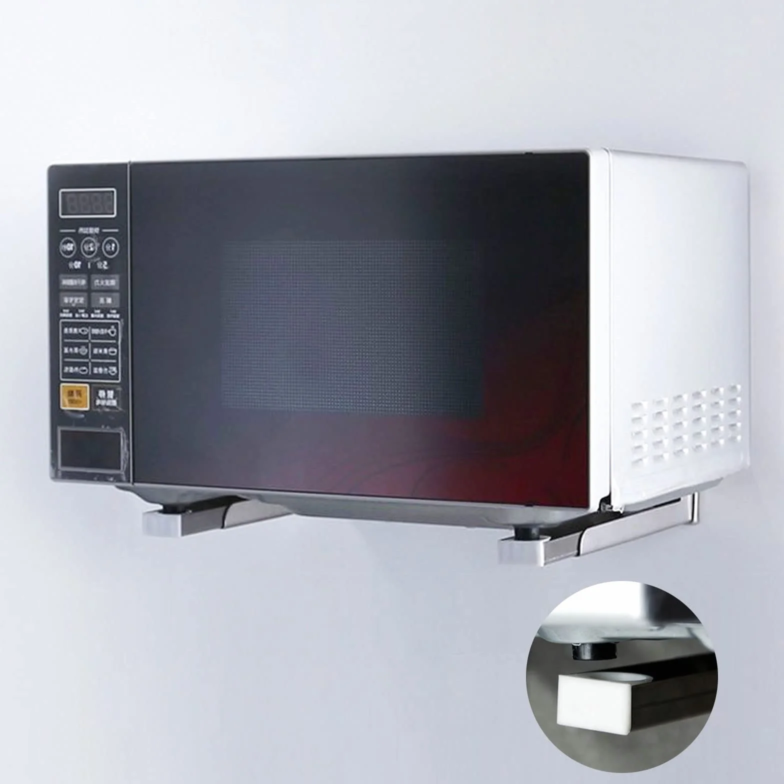 Universal Soportes de Microondas Soporte Plegable para Estante de Microondas Soporte de microondas plegable montado en la pared para accesorios de cocina en el hogar,Microondas y Hornos 2 Piezas