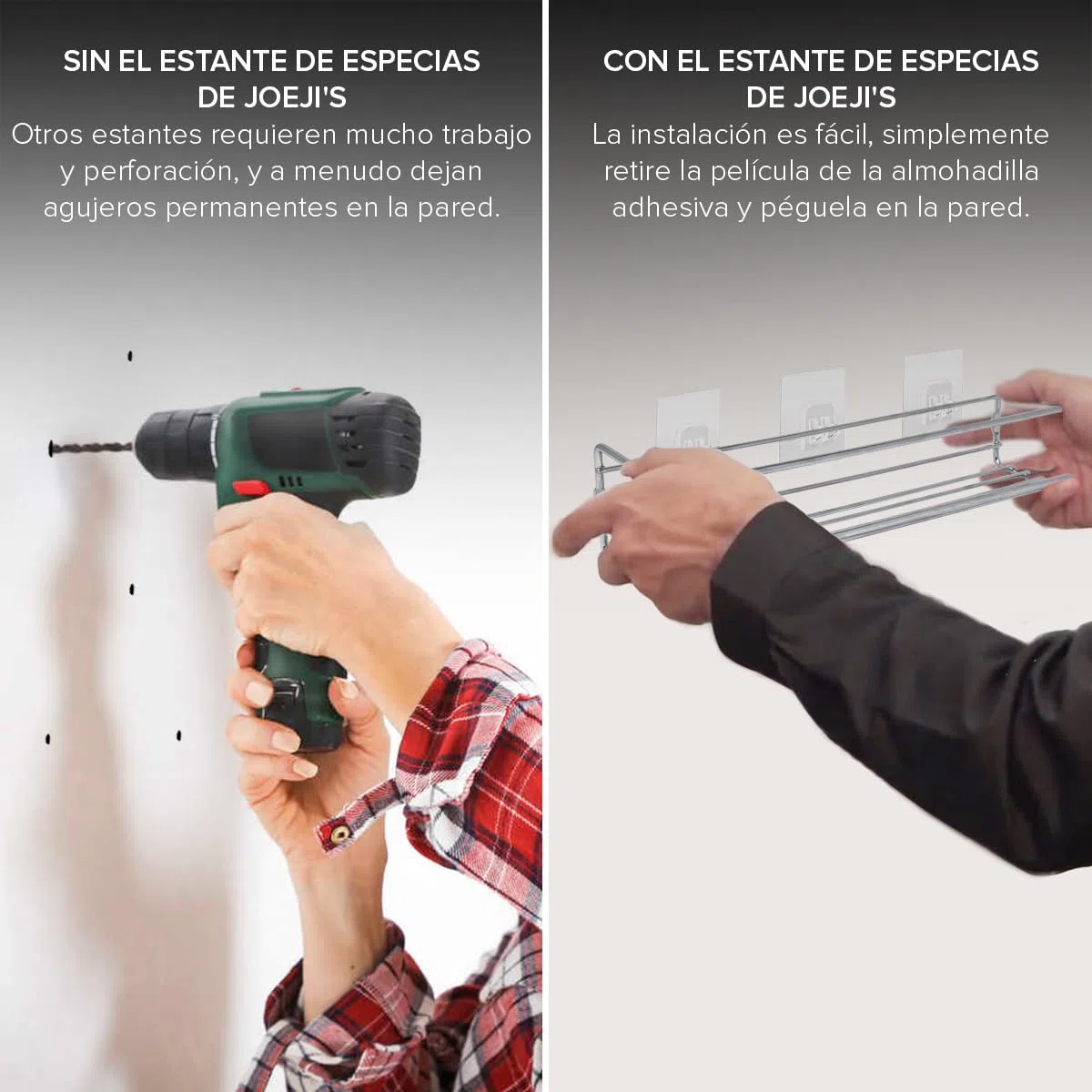 joeji's Kitchen Especiero de cuatro niveles | Especiero de cocina | Organizador de condimentos para estante de cocina | Organizador de especias para colgar en la pared | Plata