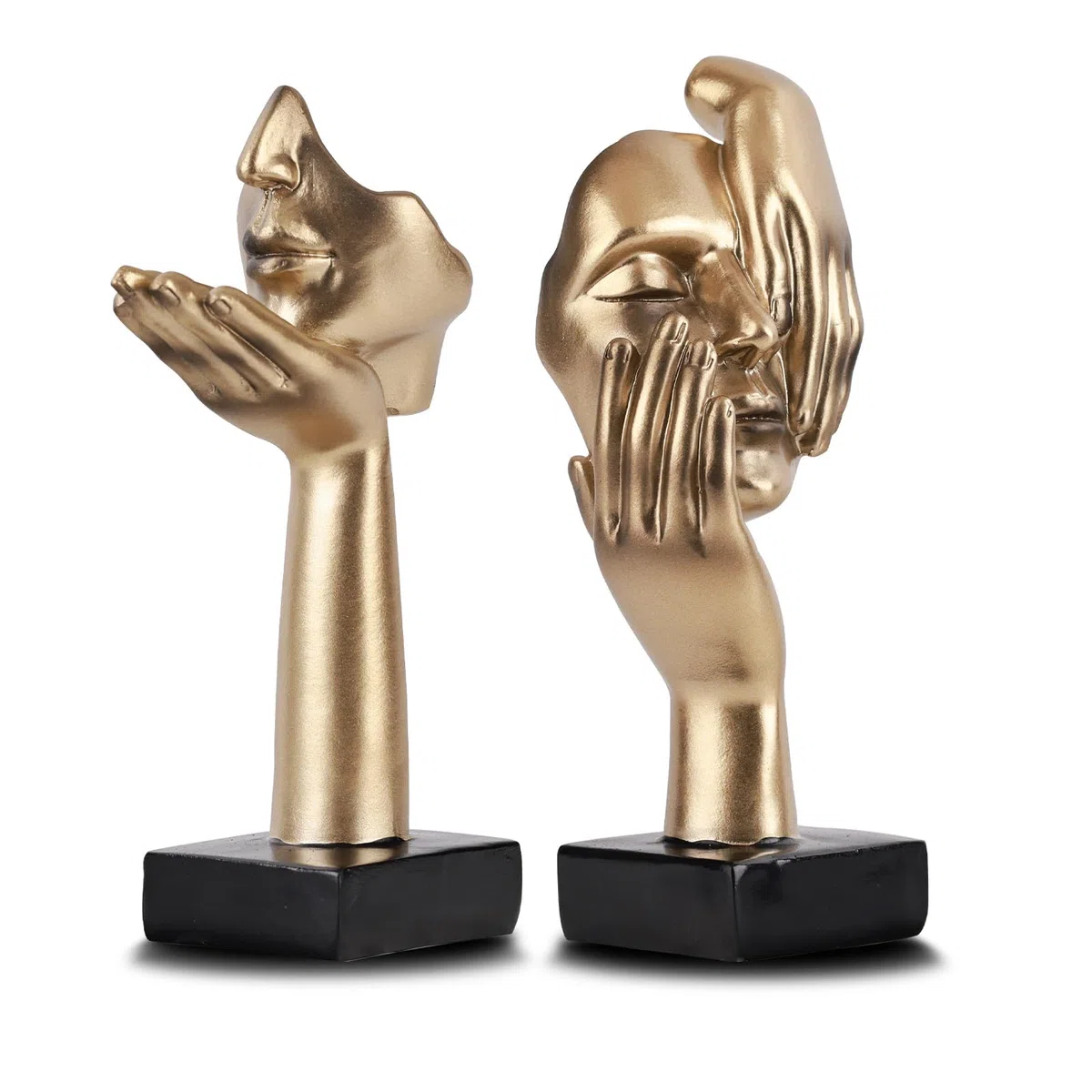 2 estatuas de Pensador, Escultura de Arte Abstracto Negro Dorado decoración Moderna del hogar, decoración de Escritorio, d Año Nuevo (2 Piezas Doradas)