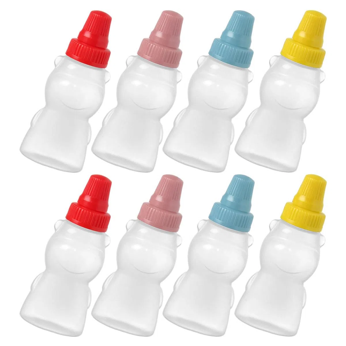 Juego de 8 Mini Botellas de Salsa de 23ml de Pe Tapas, Dispensadores de Condimentos Prácticos para Casa y Restaurante, Duraderas y Fáciles de Usar