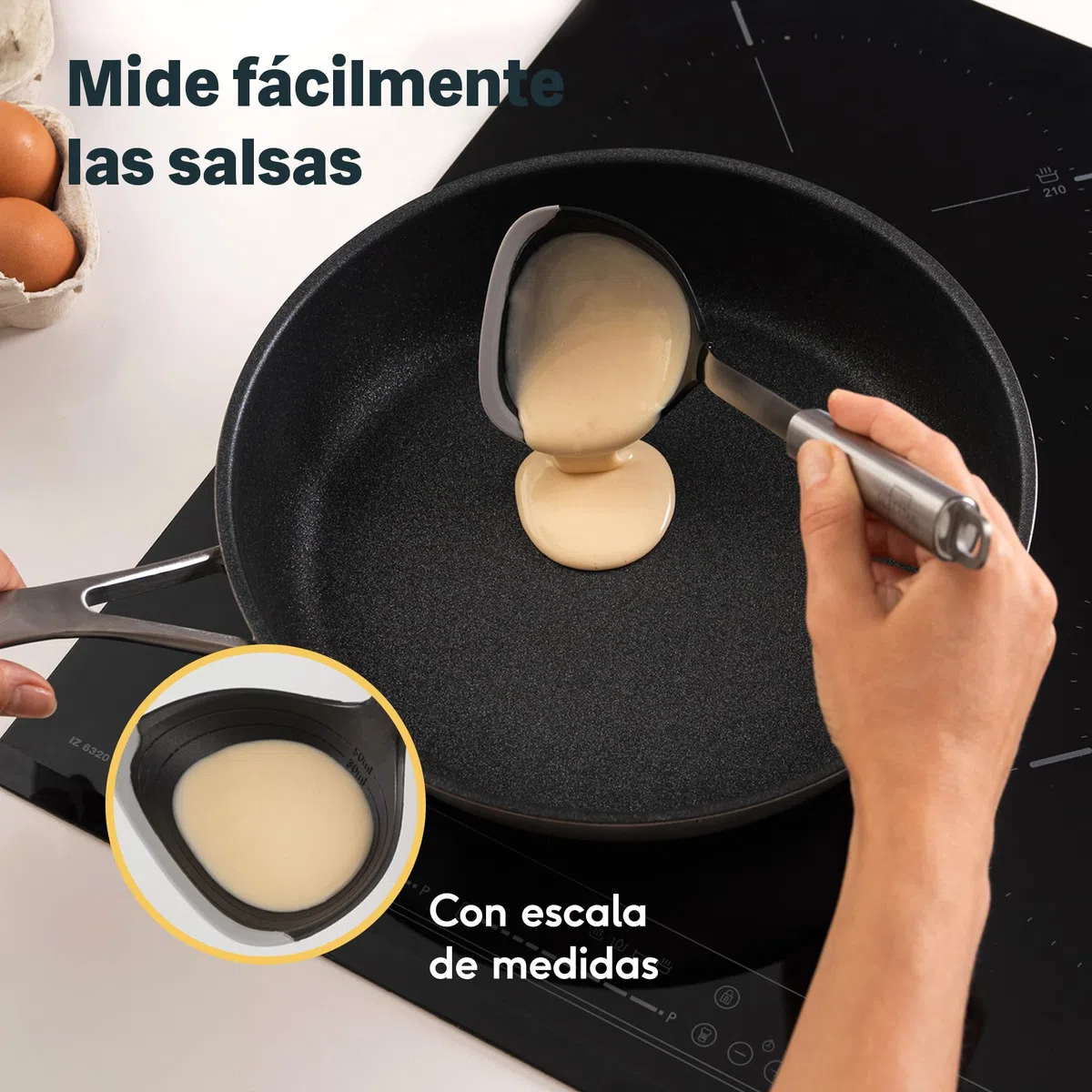 SILBERTHAL Cazo para sopa - Silicona y acero inoxidable - Con escala de medidas