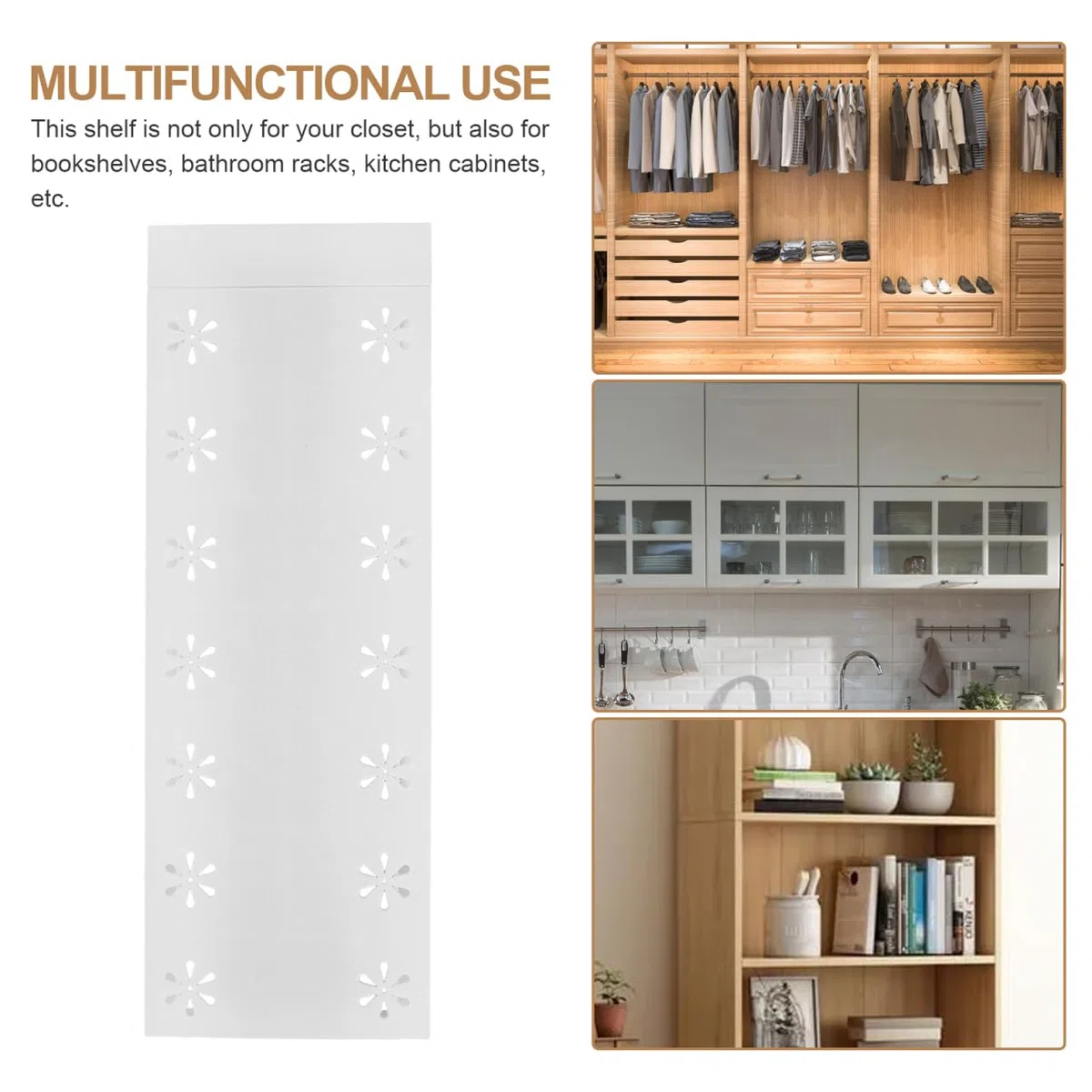 Estante Extensible Ajustable Tamaño 32-48 Cm Divisor Organizador Versátil Limpieza Fácil para Armario de Plástico Blanco Adecuado para Estantes y Baño