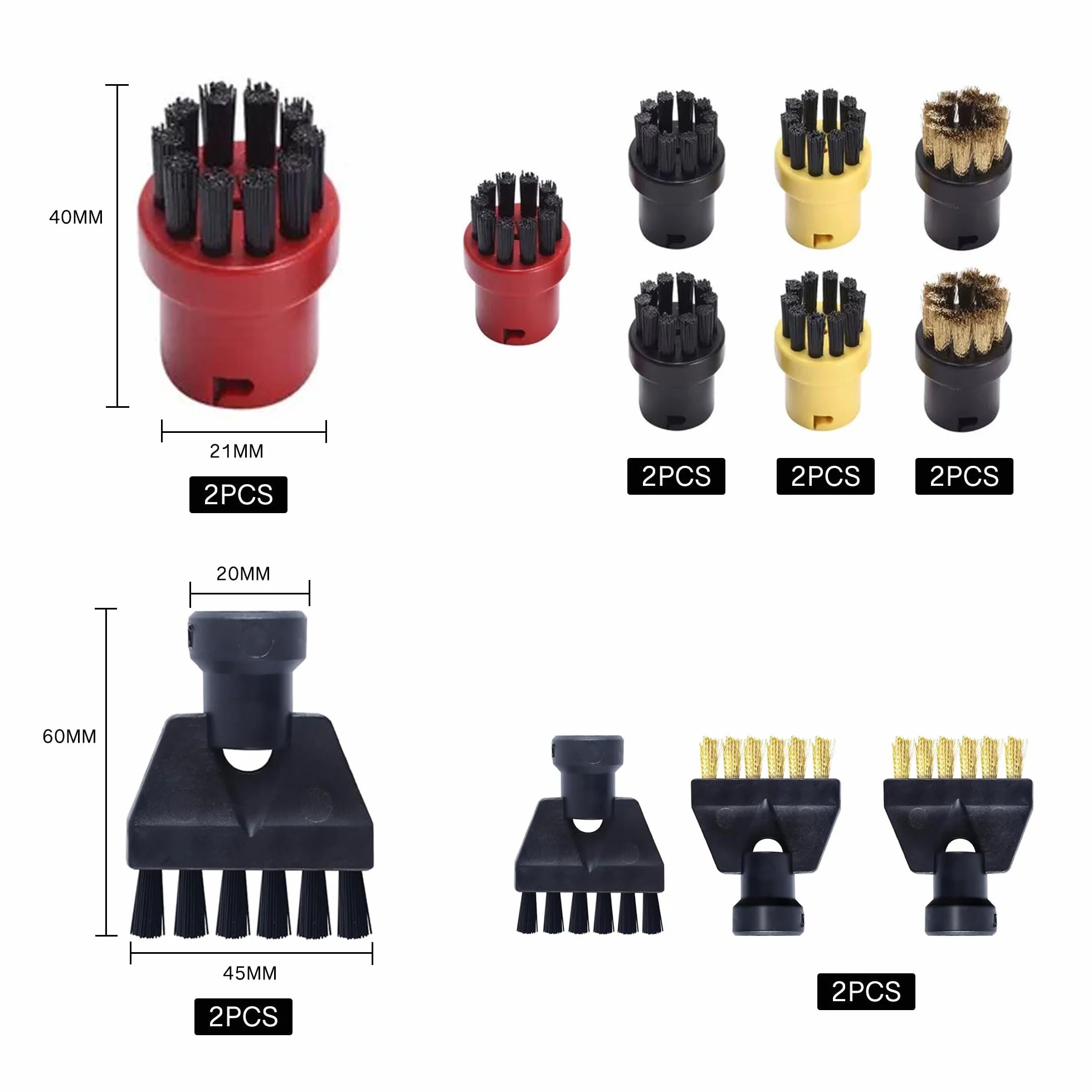 Cepillos Accesorio Limpiador Vapor para Karcher SC1 SC2 SC3 SC4 SC5 (12 piezas)
