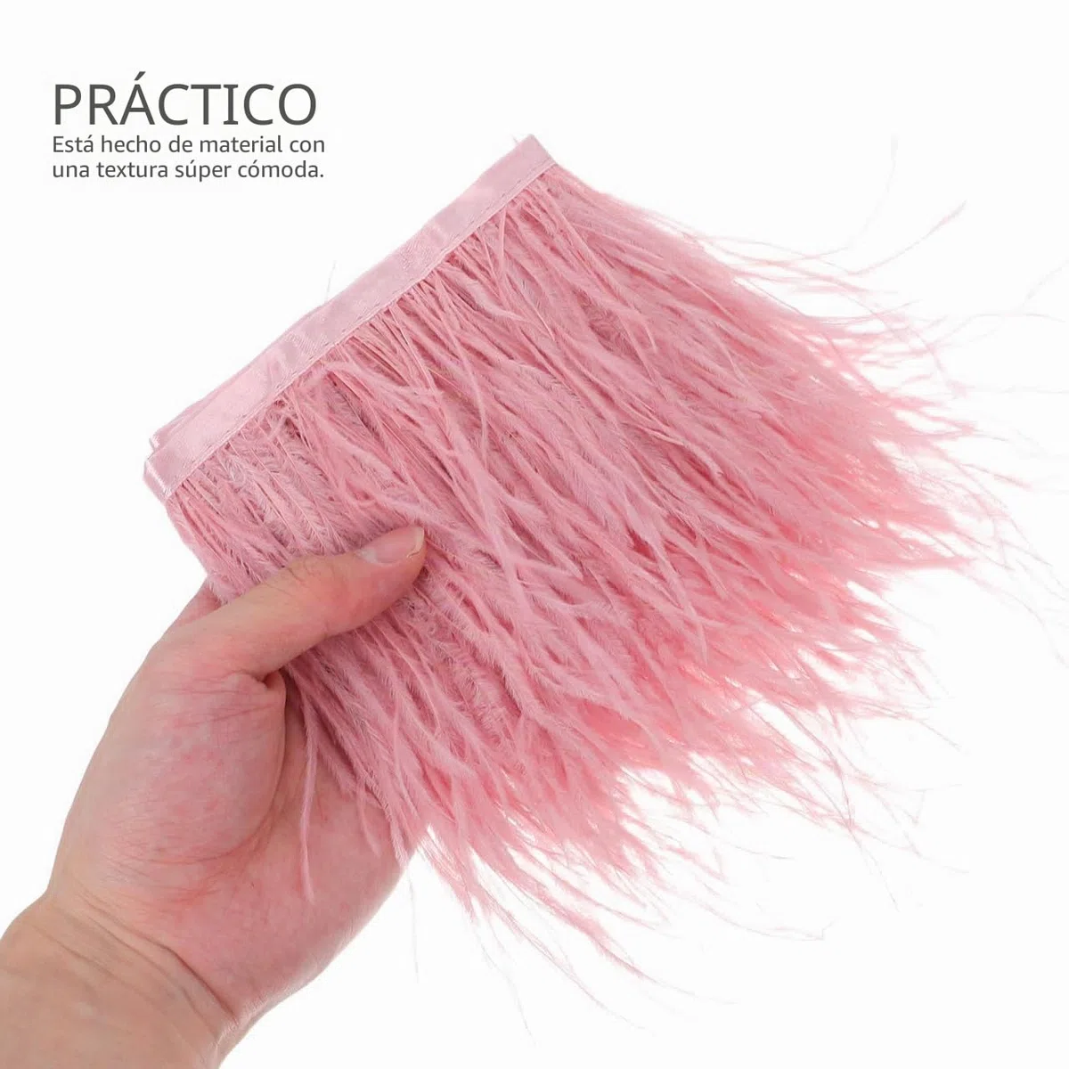 - Fleco de pluma artificial con cinta de raso para vestidos, disfraces y manualidades, 2, color rosa
