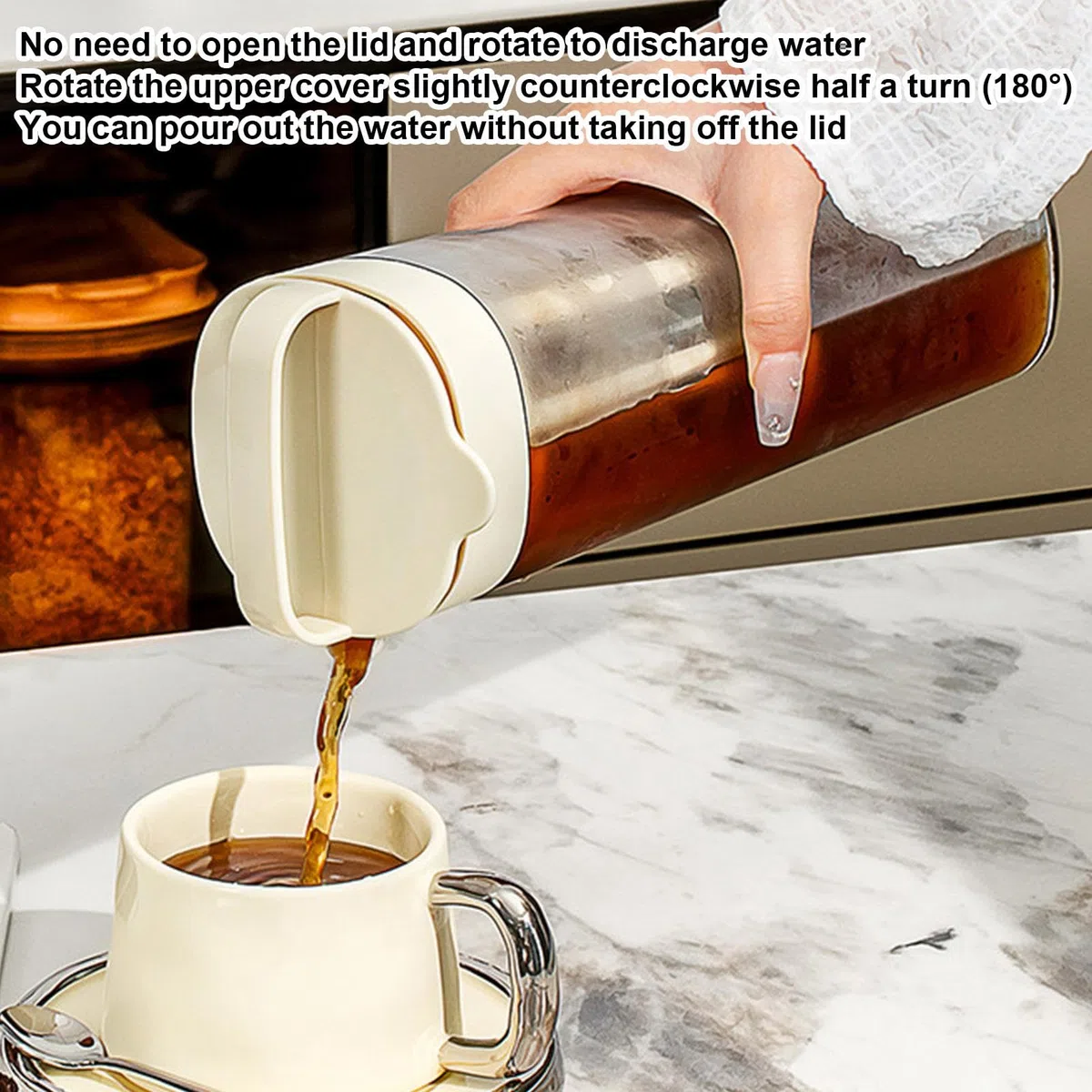 Jarra de café frío – Cafetera manual de preparación en frío, botella de agua para refrigerador, de frutas heladas filtradas para jugos de verano, té helado, café helado