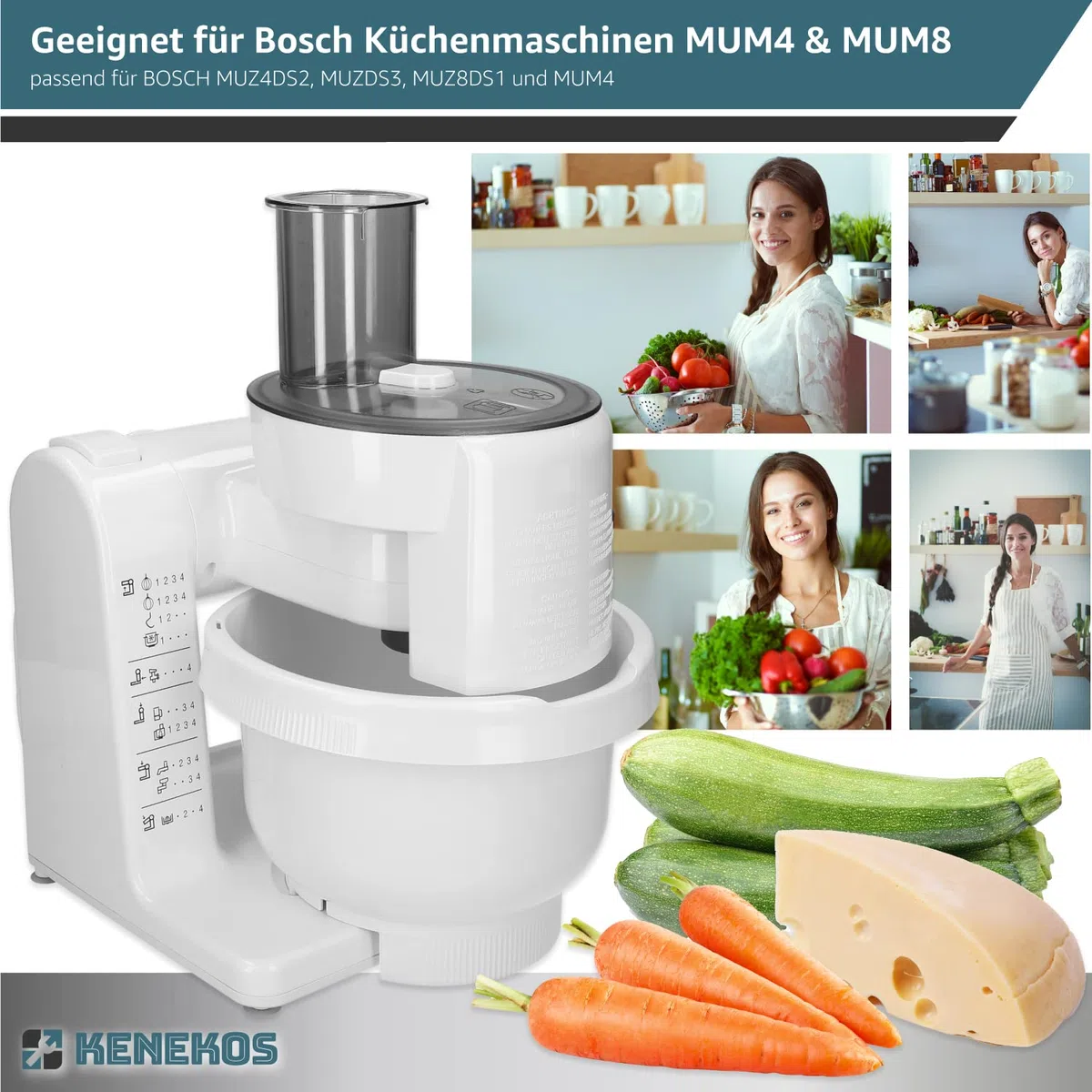 Kenekos - 2x driver compatible con Bosch MUM4/MUM8 recambio para robot de cocina, ProfiMaxx 44, 45, 46, 47, MUZ8DS1, MUZ4DS2, MUZ4DS3, 00091027/091027, Quelle TurMix, cuchillas para cortadora continua