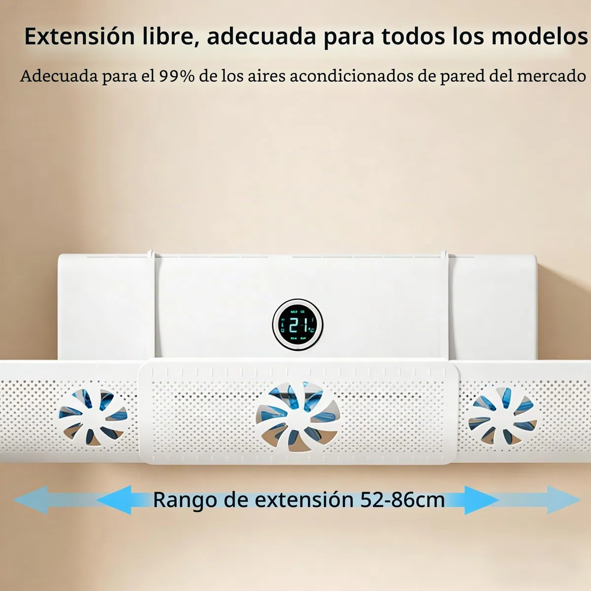 Deflector Aire Acondicionado Universal Ajustable 52-86cm, Anti-corriente Directa, Instalación Sin Herramientas, para Aire Acondicionado de Pared, Dormitorio Salón Oficina