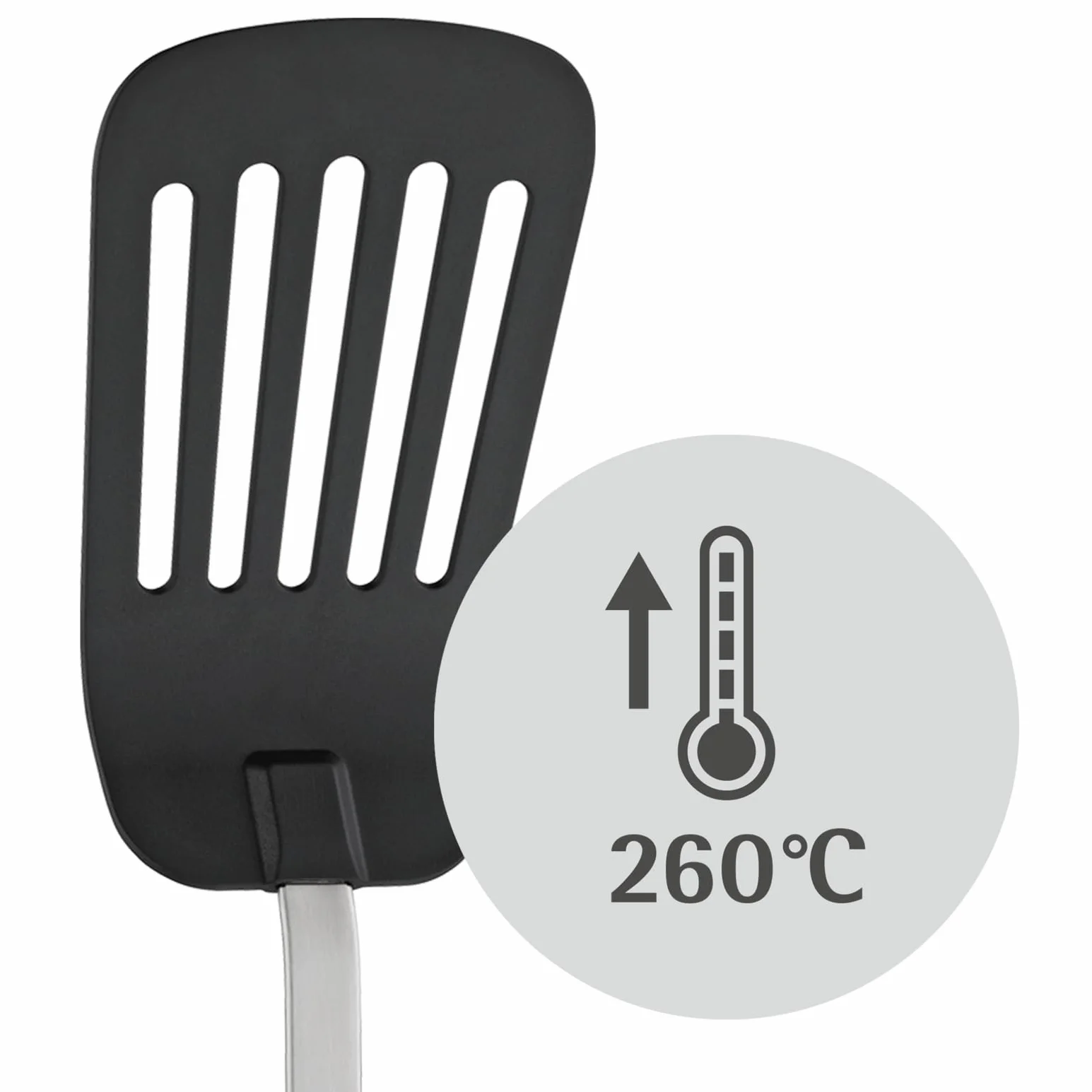 WMF Profi Plus - Espátula de plástico de 32,2 cm, Acero Inoxidable Cromargan parcialmente Mate, Parte Frontal de plástico, Apta para lavavajillas, Resistente al Calor