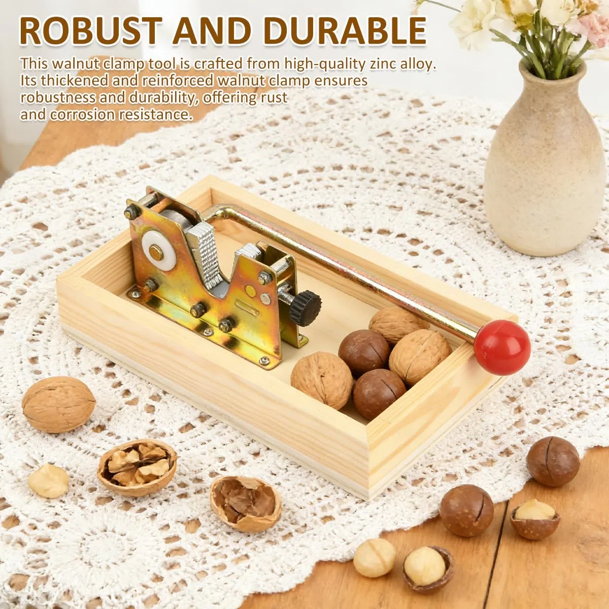 OctBird Pelador de Frutos Secos, Partidor Almendras Maquina Cascanueces Cascador de Almendras, Abridor de Pistachos, Robusto Cascanueces para Nueces, Parte Nueces, Rompe Avellanas