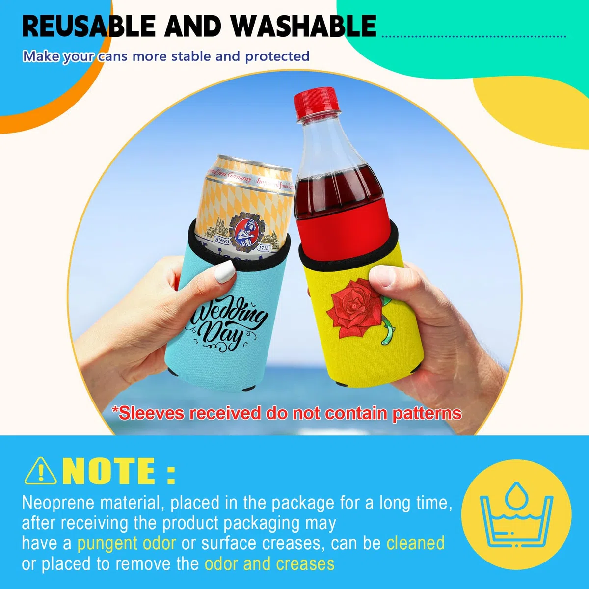 8 Piezas Neopreno Funda para Latas de Cerveza Can Cooler Sleeve Enfriador Soporte Latas Coke Can Cover Antideslizante Manga Aislante para Bebidas Manga Refrigerante Fiestas Suministros