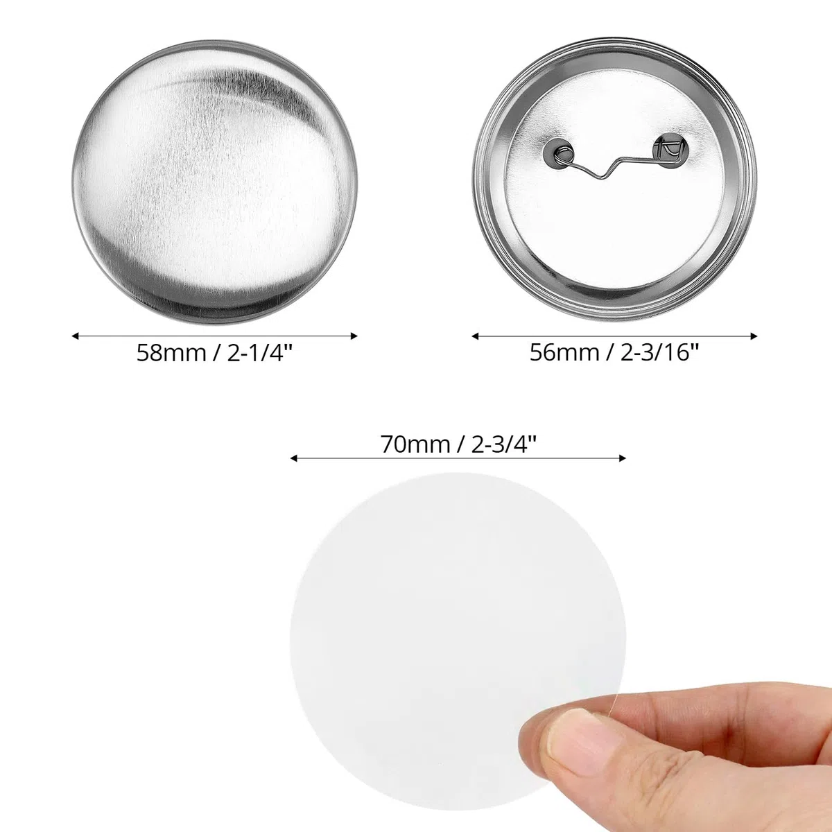 QWORK® Juego de 100 Chapas Personalizadas de Metal - 58 mm