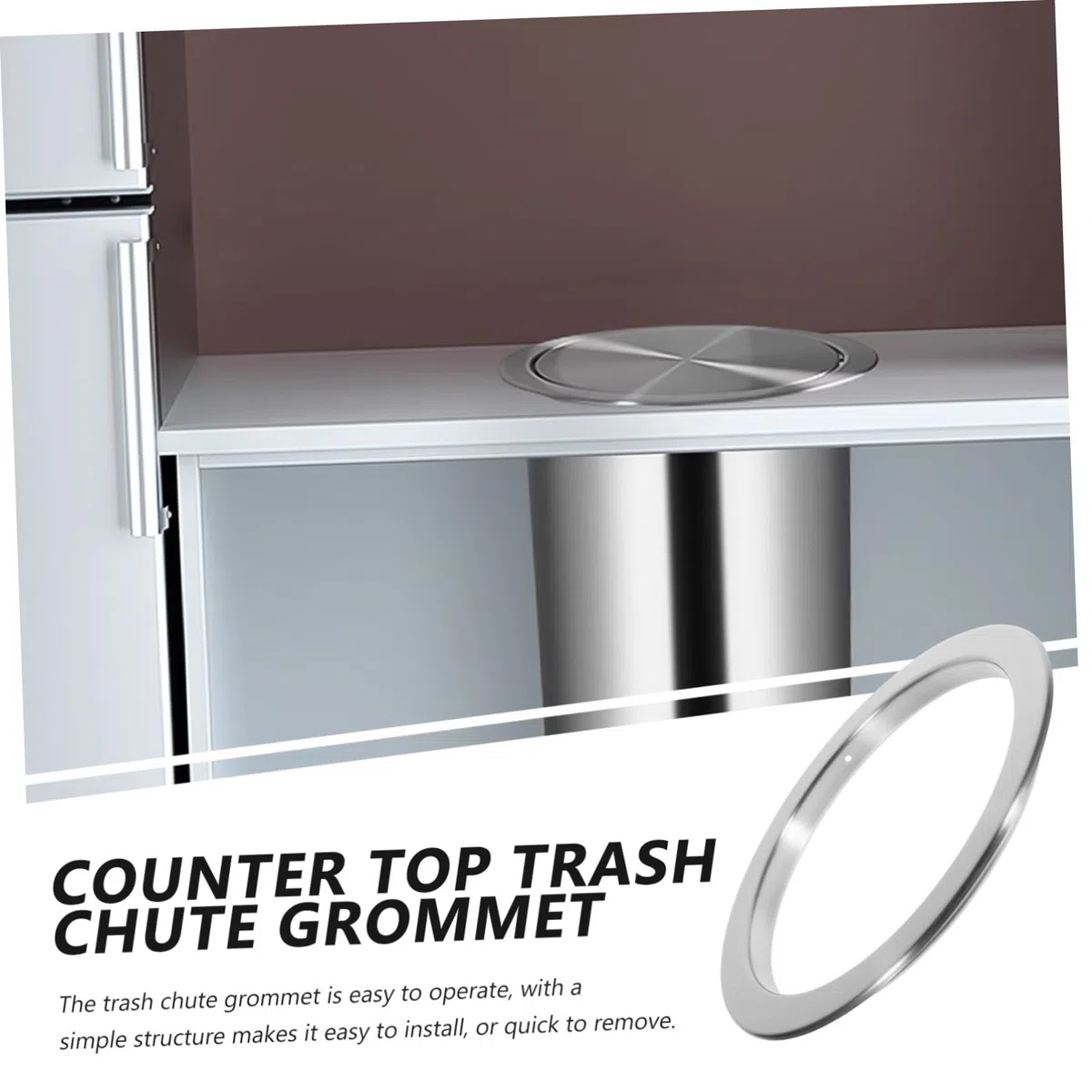 TOYANDONA Pasacables para Conducto de Basura de Cocina de Acero Inoxidable Plata, Tapa Redonda Integrada para Encimera Fácil de Limpiar y Resistente a Arañazos, Adecuado para Ambientes