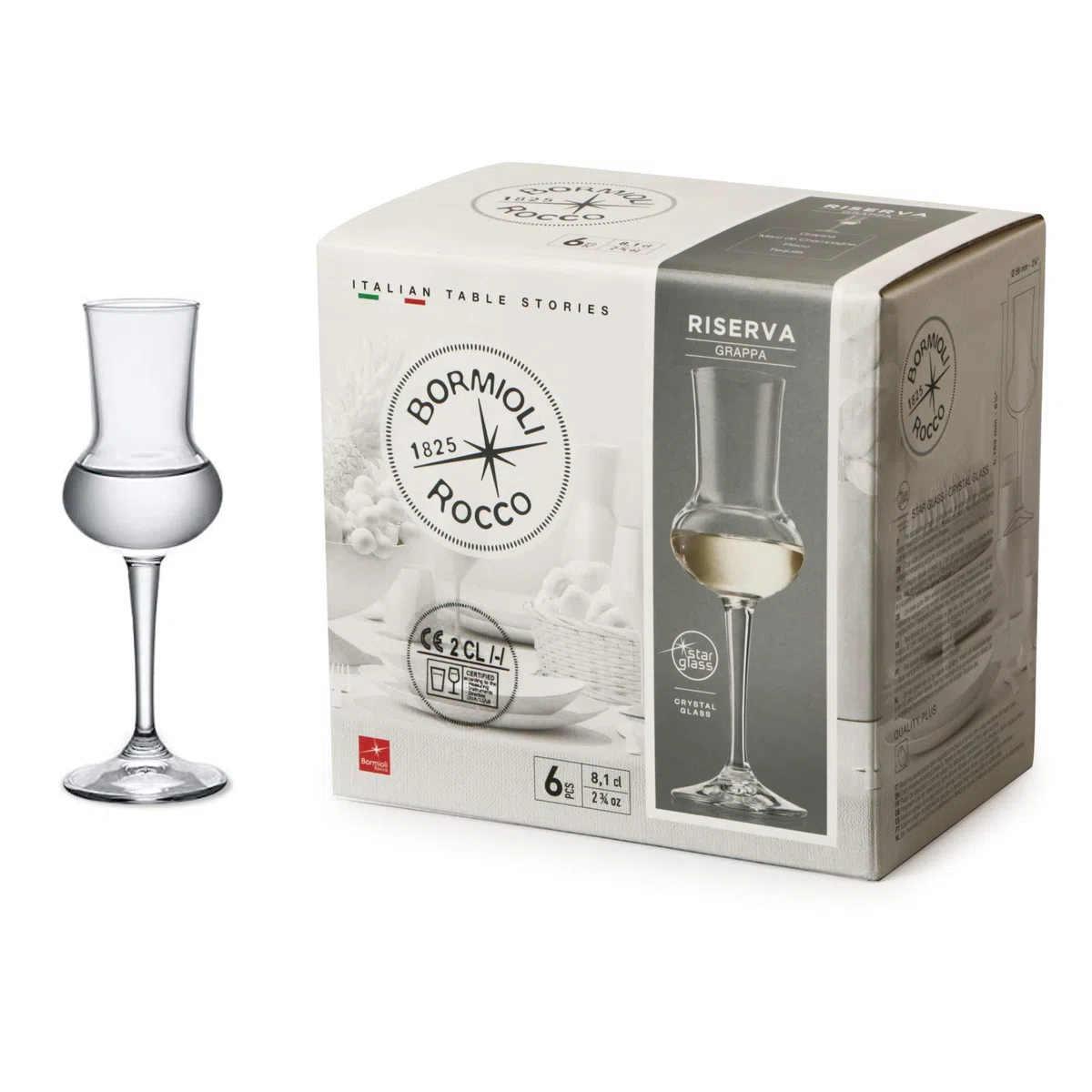 Bormioli Rocco Riserva Grappa 80ml, 6 Copas