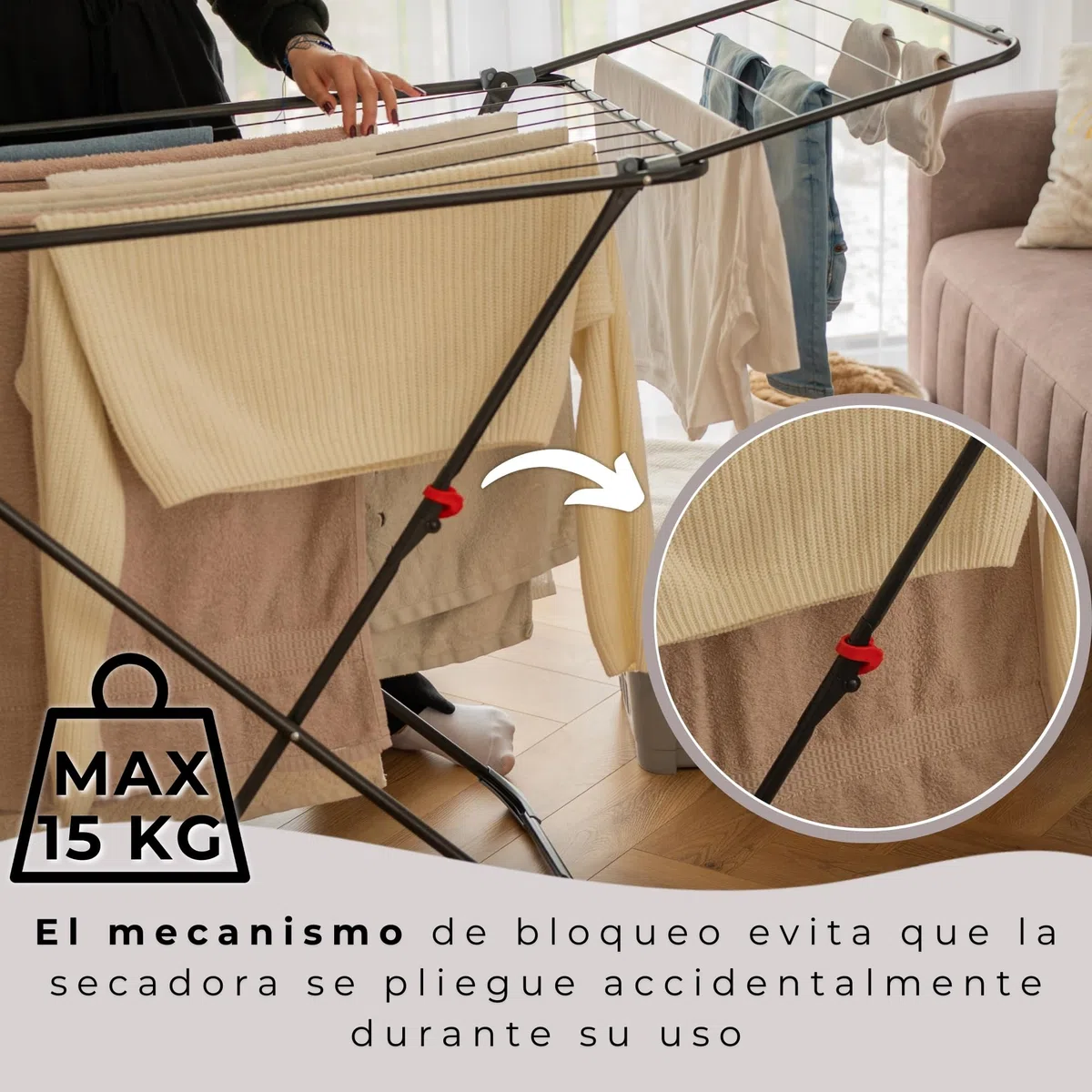 SPRINGOS - Tendedero para balcón plegable 3en1 con 17 metros de superficie de secado para ropa, prendas y ropa interior. Soporte para secar en el balcón, radiador y bañera