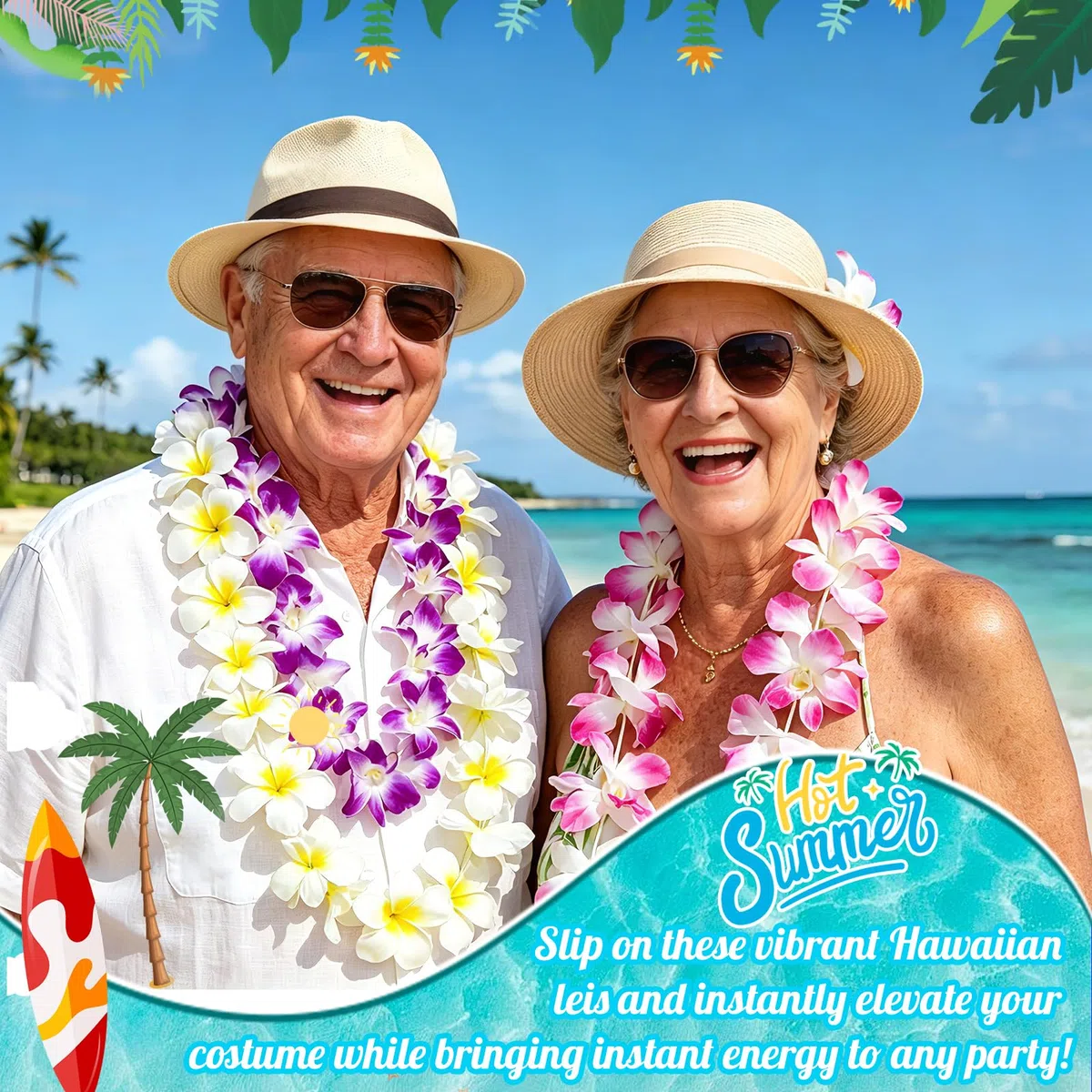 60 Piezas Collares Hawaianos, Collar de Flores Tropicales Lei, Hawaiano Guirnalda de Flores Artificiales Hawai, Decoración para Cumpleaños Luau en la Playa, Suministros para Fiestas