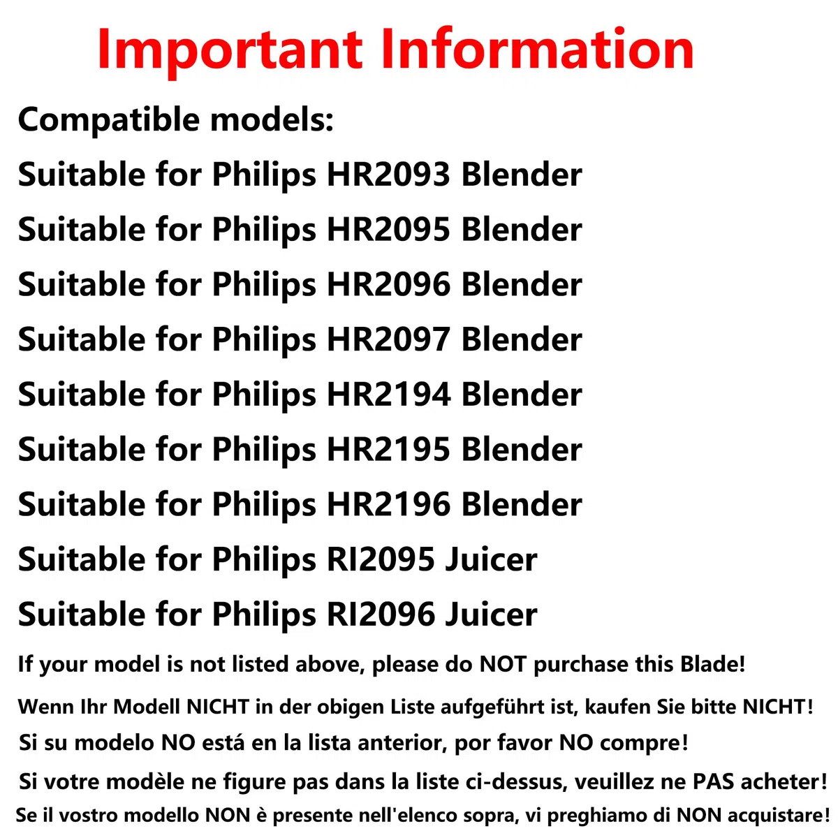 Hoja de Licuadora para Mezclador Philip Juicer - Piezas de Repuesto Compatibles Con Philip HR2093, HR2095, HR2096, HR2097, HR2194, HR2195, HR2196, RI2095, RI2096 - Accesorios