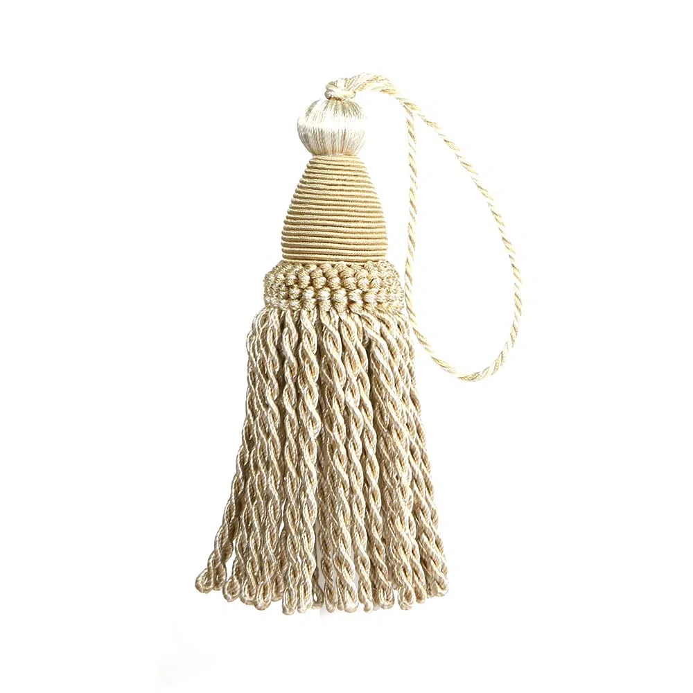 4 borlas grandes de 6 pulgadas con lazo de 4.3 pulgadas, elegantes borlas hechas a mano (mezcla beige)