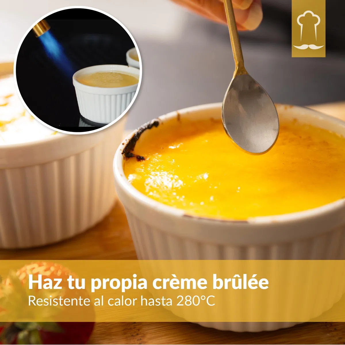 Chefarone Juego de moldes para soufflé, aptos para lavavajillas, cuencos de cerámica para hornear y preparar, mini cazuelas de 200 ml, juego de 10 unidades, color blanco (9 x 7,5 x 5 cm)