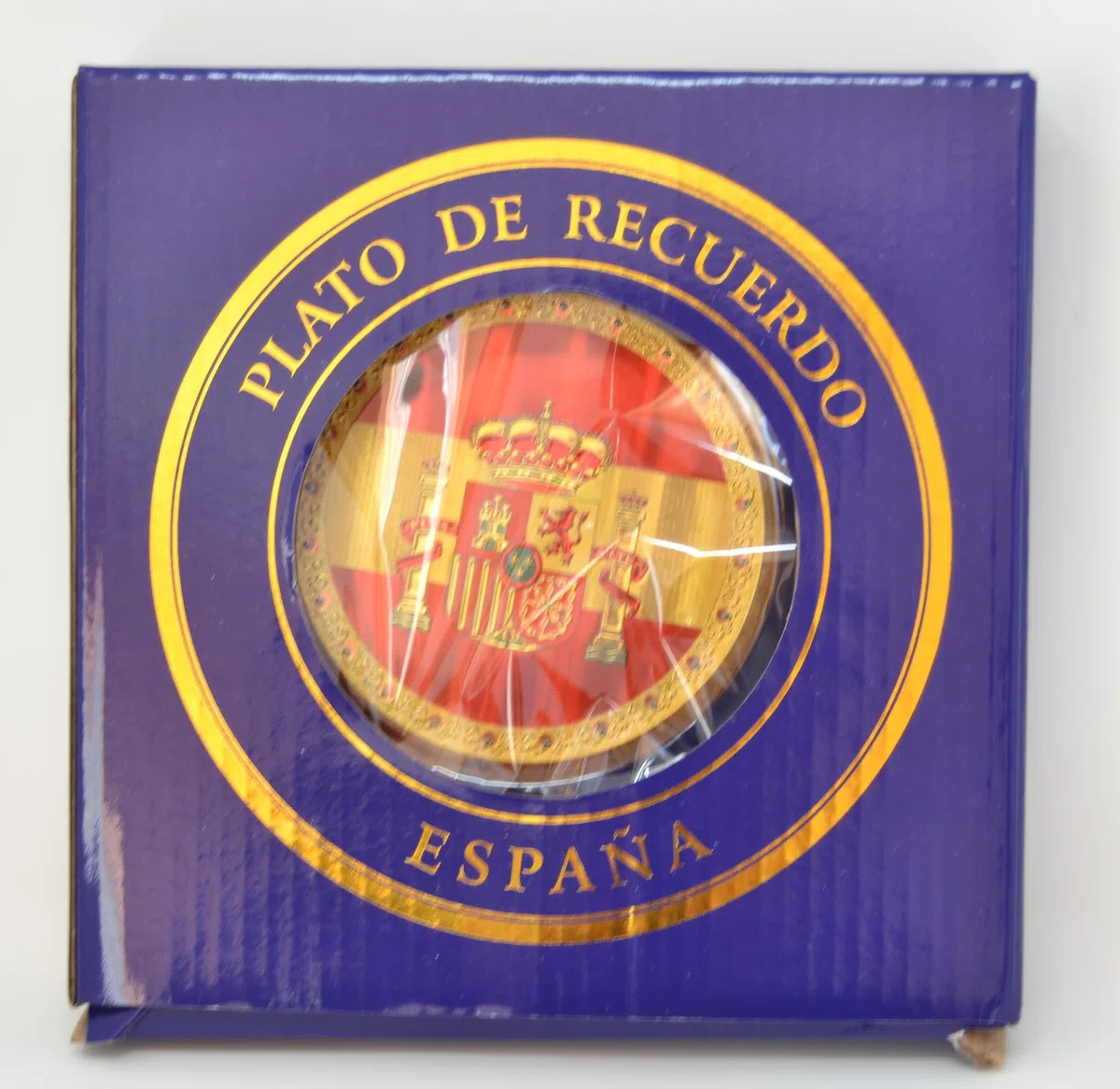 bandra de España.15.5cm Plato Decorativo de Cocina española, decoración de Paredes Interiores. España. Chapado en Oro. colgado en la Pared