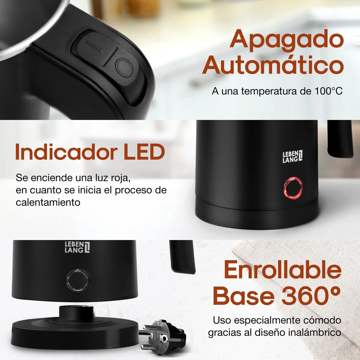 LEBENLANG Hervidor agua electrico en Acero Inoxidable - 0,5 Litros, 600W, Libre de BPA I Pequeño Hervidor Electrico de Viaje I Pequeña Hervidores de agua eléctrico Mini travel kettle