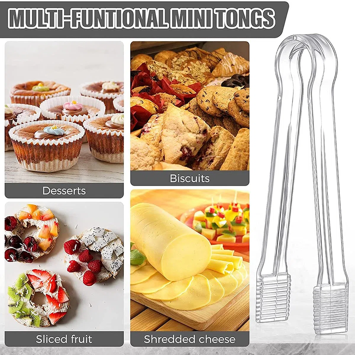 8 Piezas PláStico Pinzas para Servir Buffet Mini Pinzas para Utensilios para Servir Pinzas para Aperitivos Pinzas Transparentes para Cocina 6,3 Pulgadas Hielo PequeñO